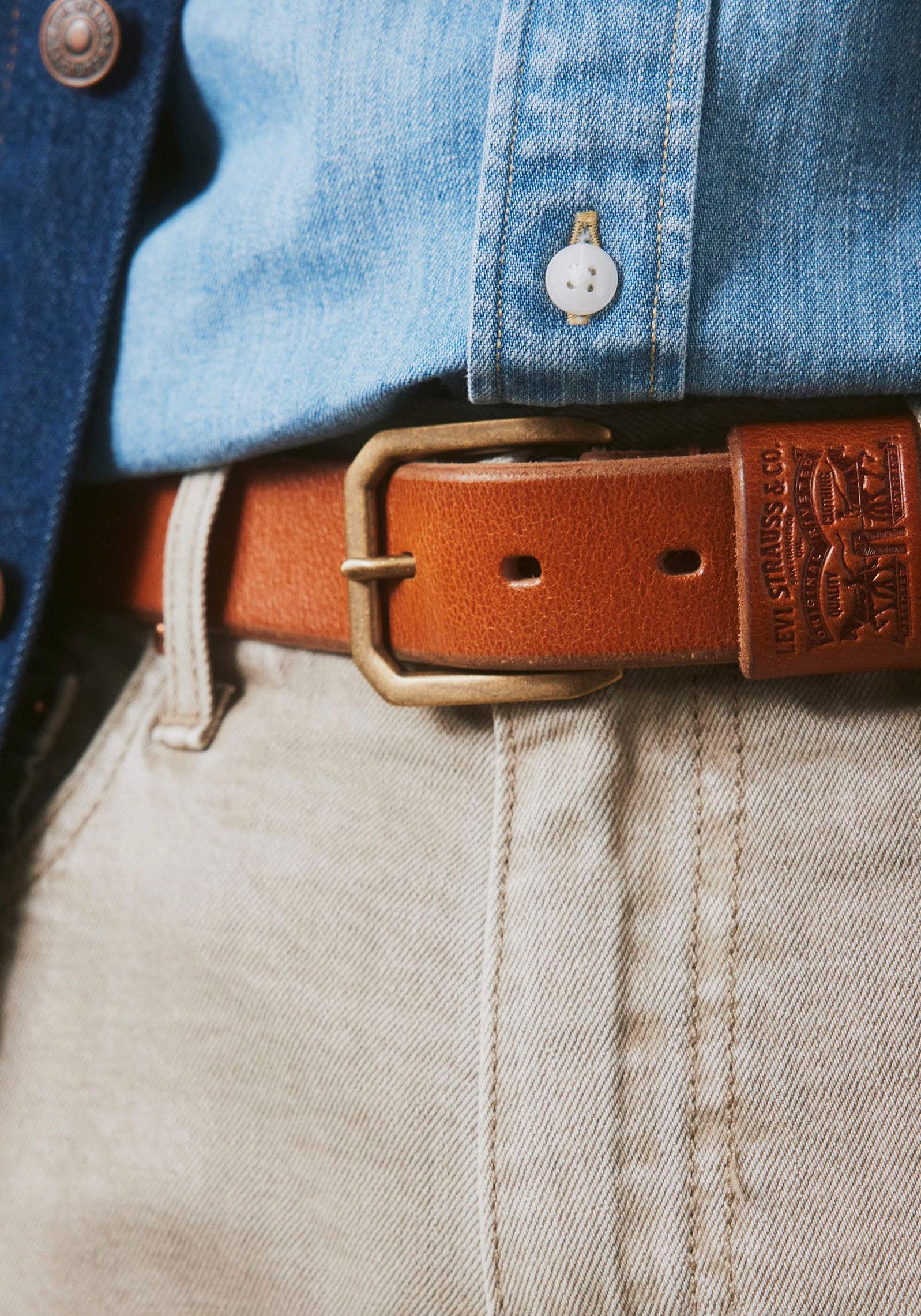 Levi's® Leren riem WIDE LOOP TWO HORSE BELT