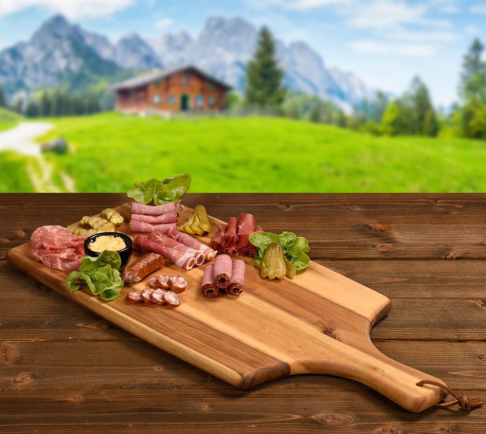 KESPER for kitchen & home Snijplank FSC®-gecertificeerd, leren band om op te hangen (1 stuk)