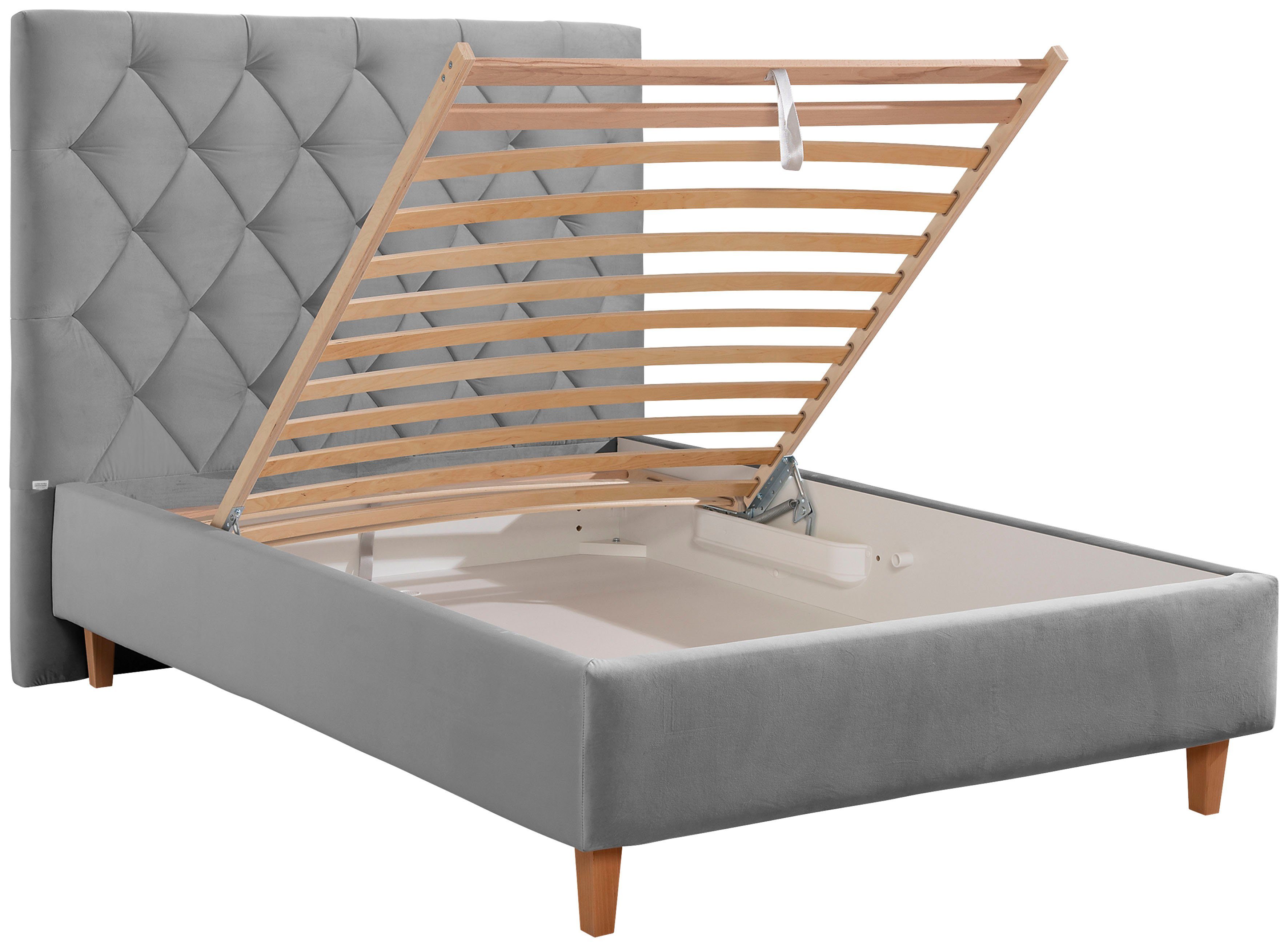 Guido Maria Kretschmer Home&Living Gestoffeerd bed Sunley 140 Kruisstiksel, hoofdbordhoogte 142 cm, zonder of met matras/lattenbodem