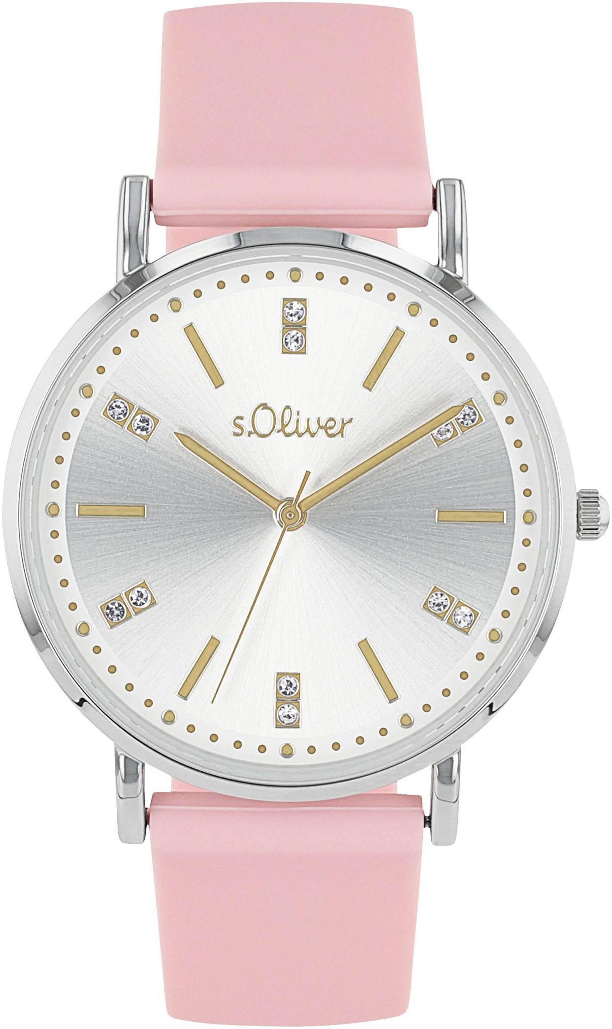 s.Oliver Kwartshorloge Polshorloge, dameshorloge, kristallen, siliconen armband, analoog