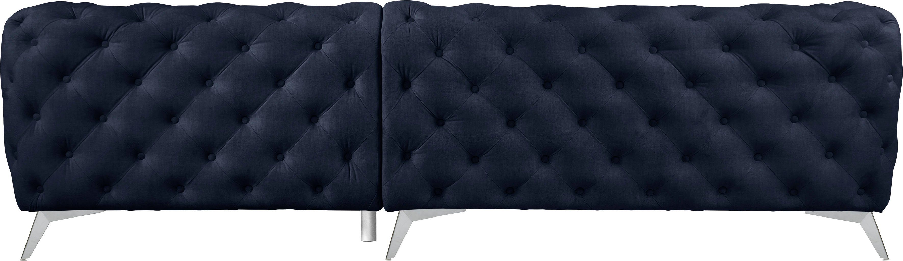 Leonique Chesterfield-bank Hoekbank GLYNIS L-vorm met golfvering, afmetingen B/D/H 264/264/75cm luxueuze capitonnage, moderne chesterfield look, kleur van de poten ter keuze