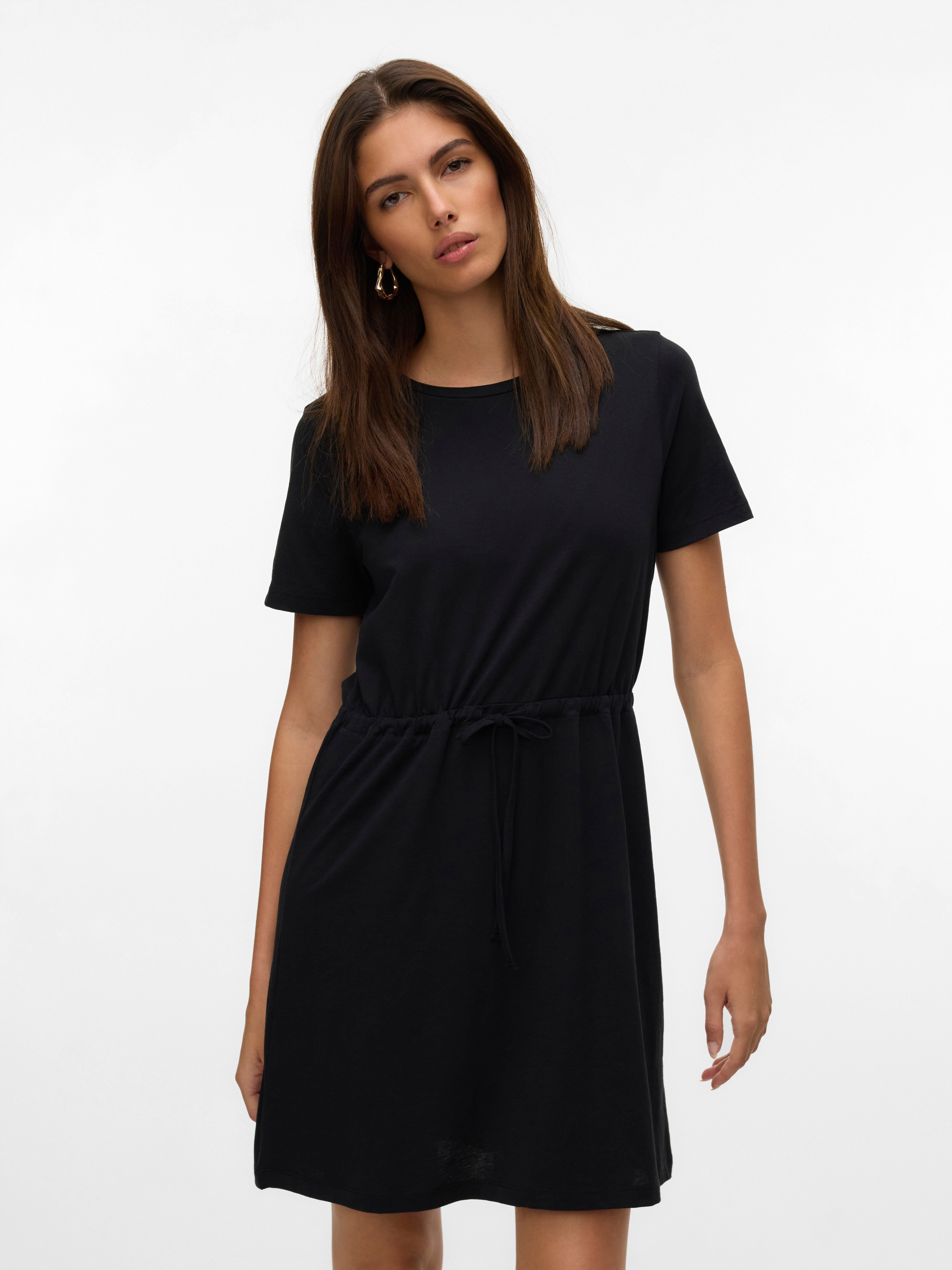 Vero Moda Shirtjurk VMLUNA SS SHORT STRING DRESS JRS NOOS