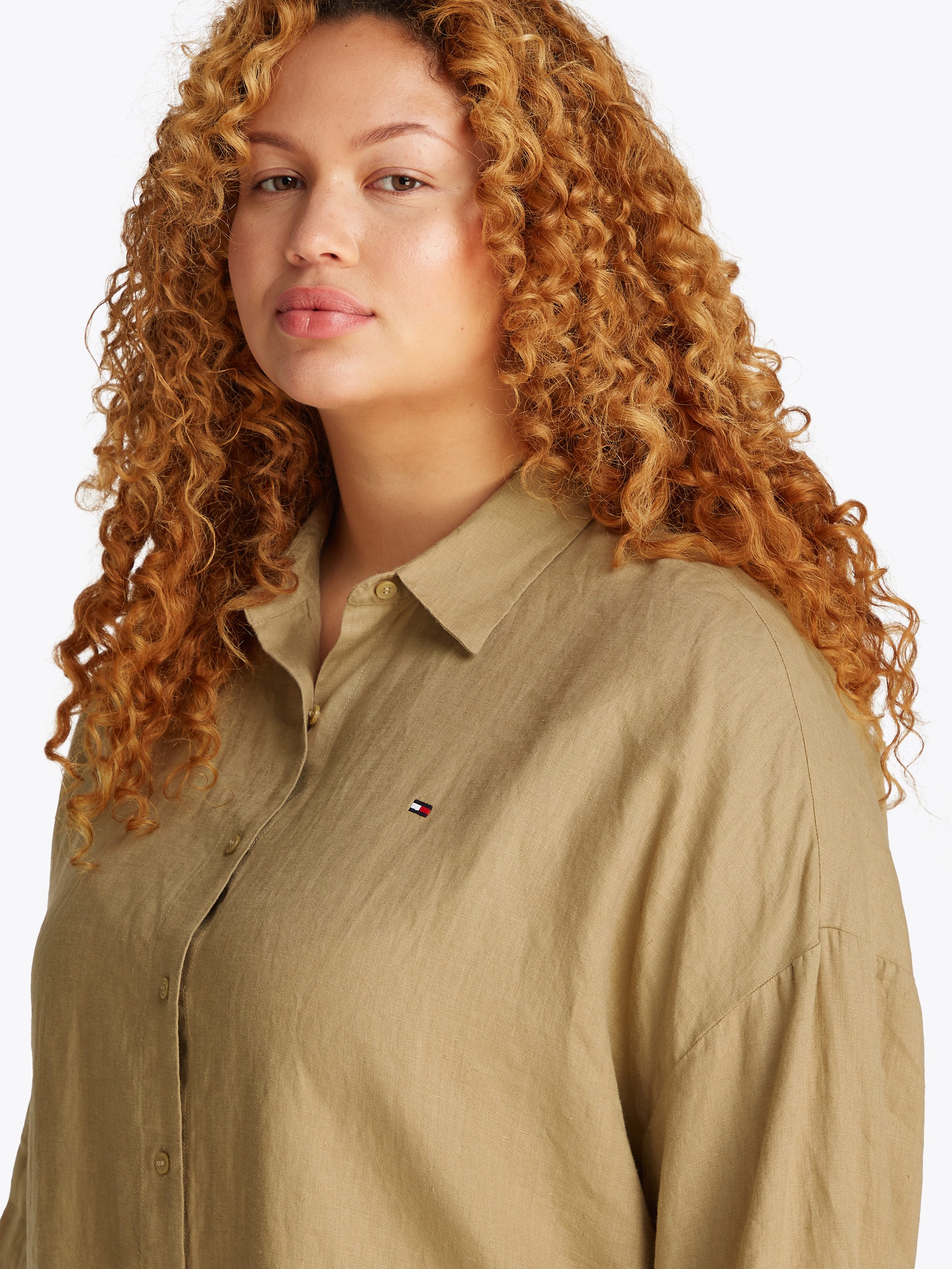 Tommy Hilfiger Curve Overhemdblouse CRV ESS LINEN EASY SHIRT in grote maten, linnenkwaliteit