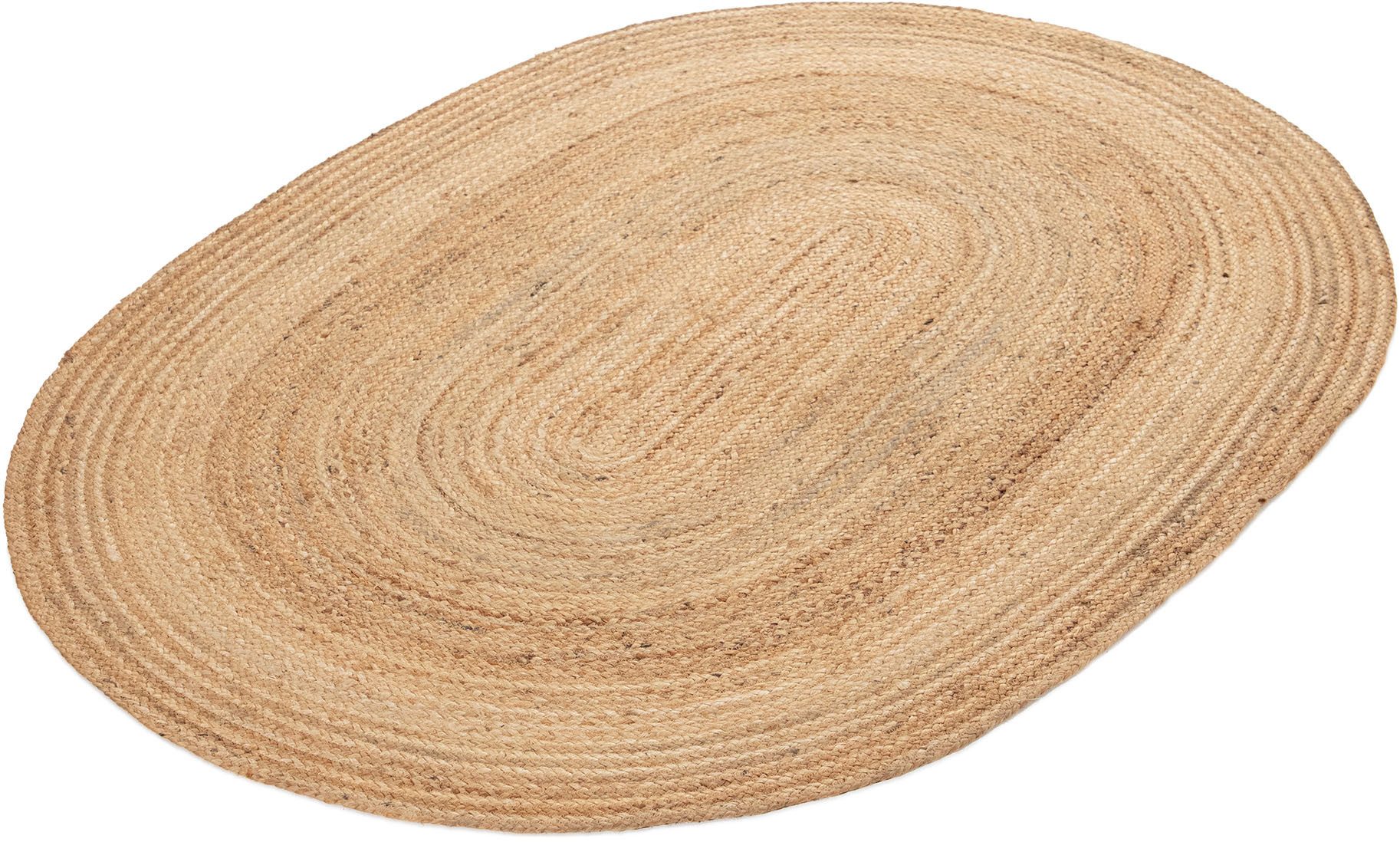 carpetfine Vloerkleed Nele jute-vloerkleed natuurmateriaal gevlochten tweezijdig te gebruiken kleed van 100% jute, in rond en ovaal, vele maten