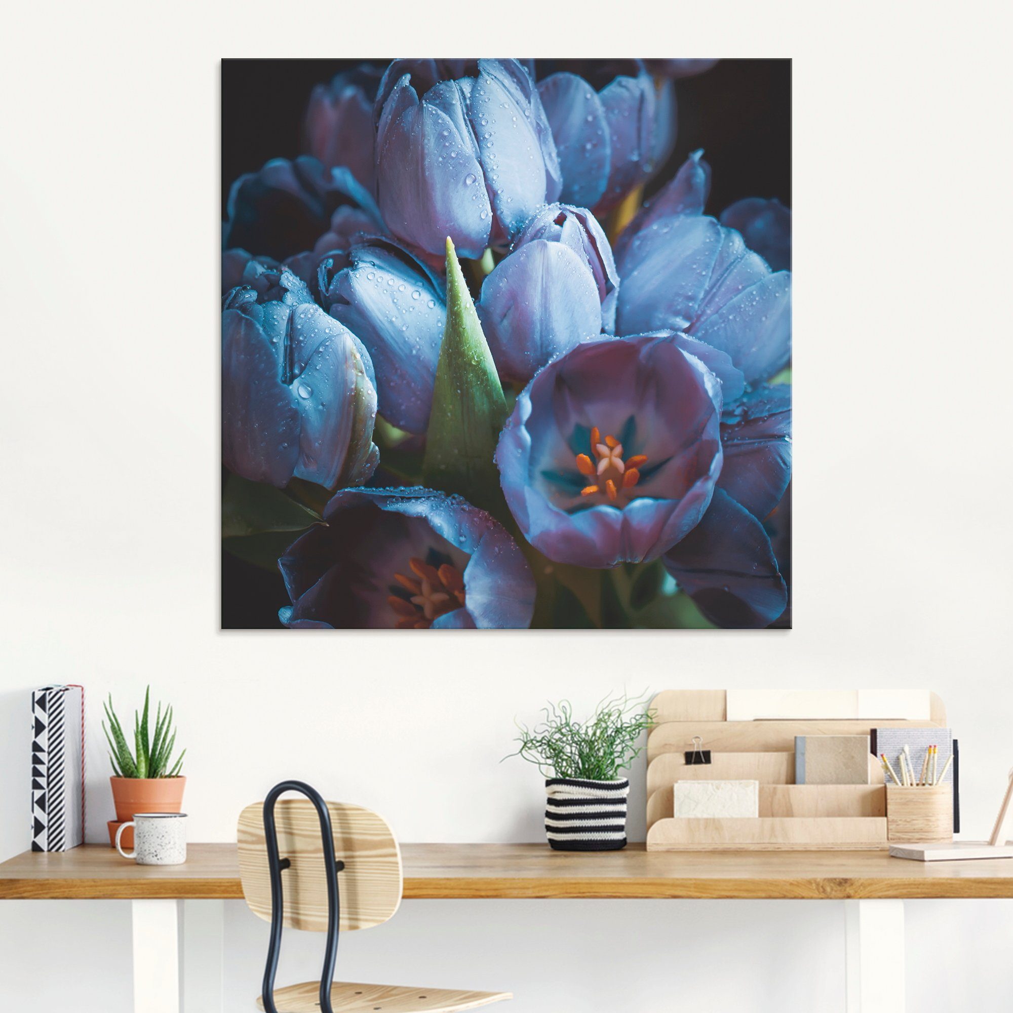 Artland Print op glas Tulpen blauw in verschillende maten