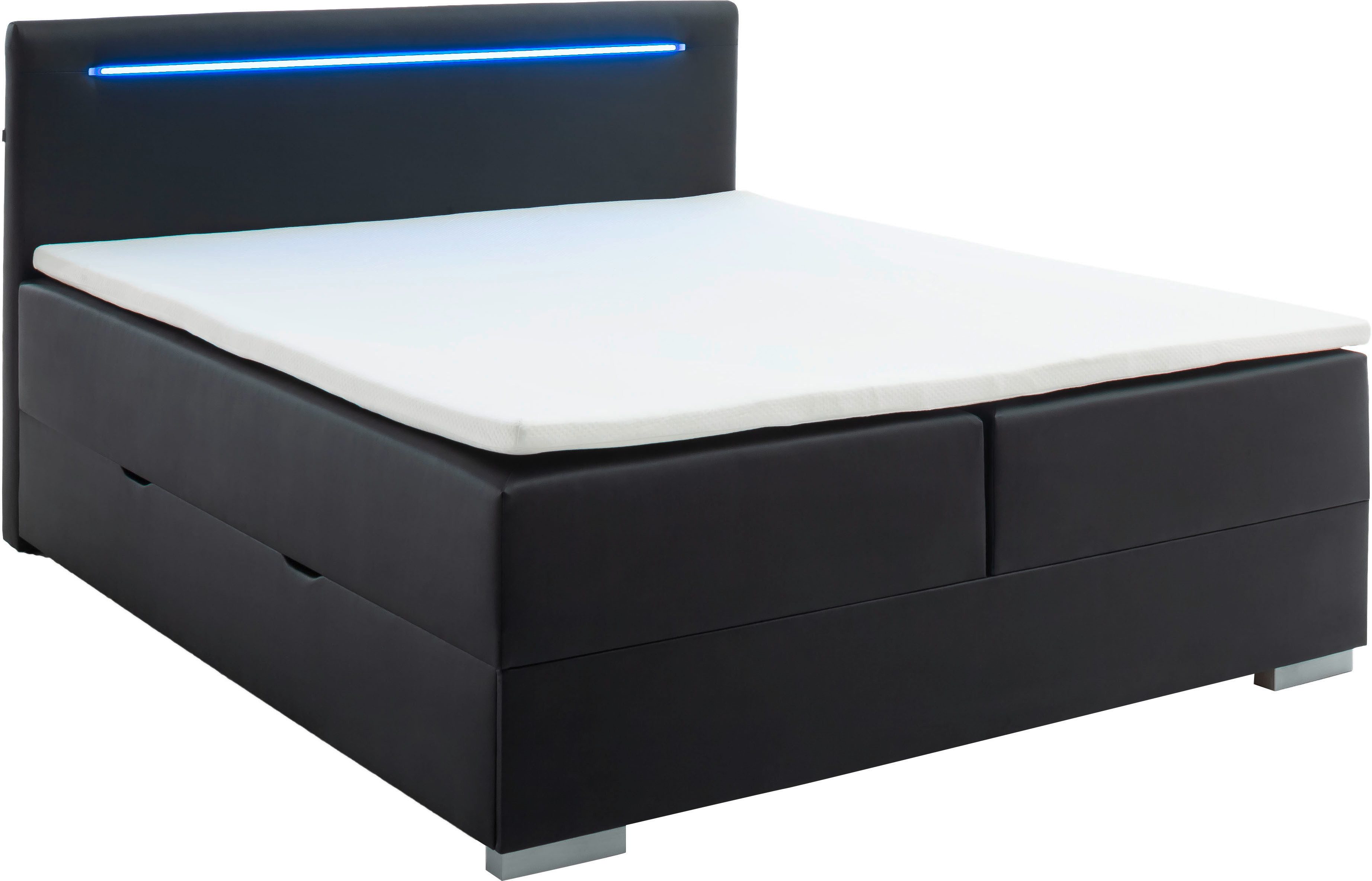 meise.möbel Boxspring Las Vegas 2 inclusief ledverlichting in het hoofdbord, met bedkist en topmatras