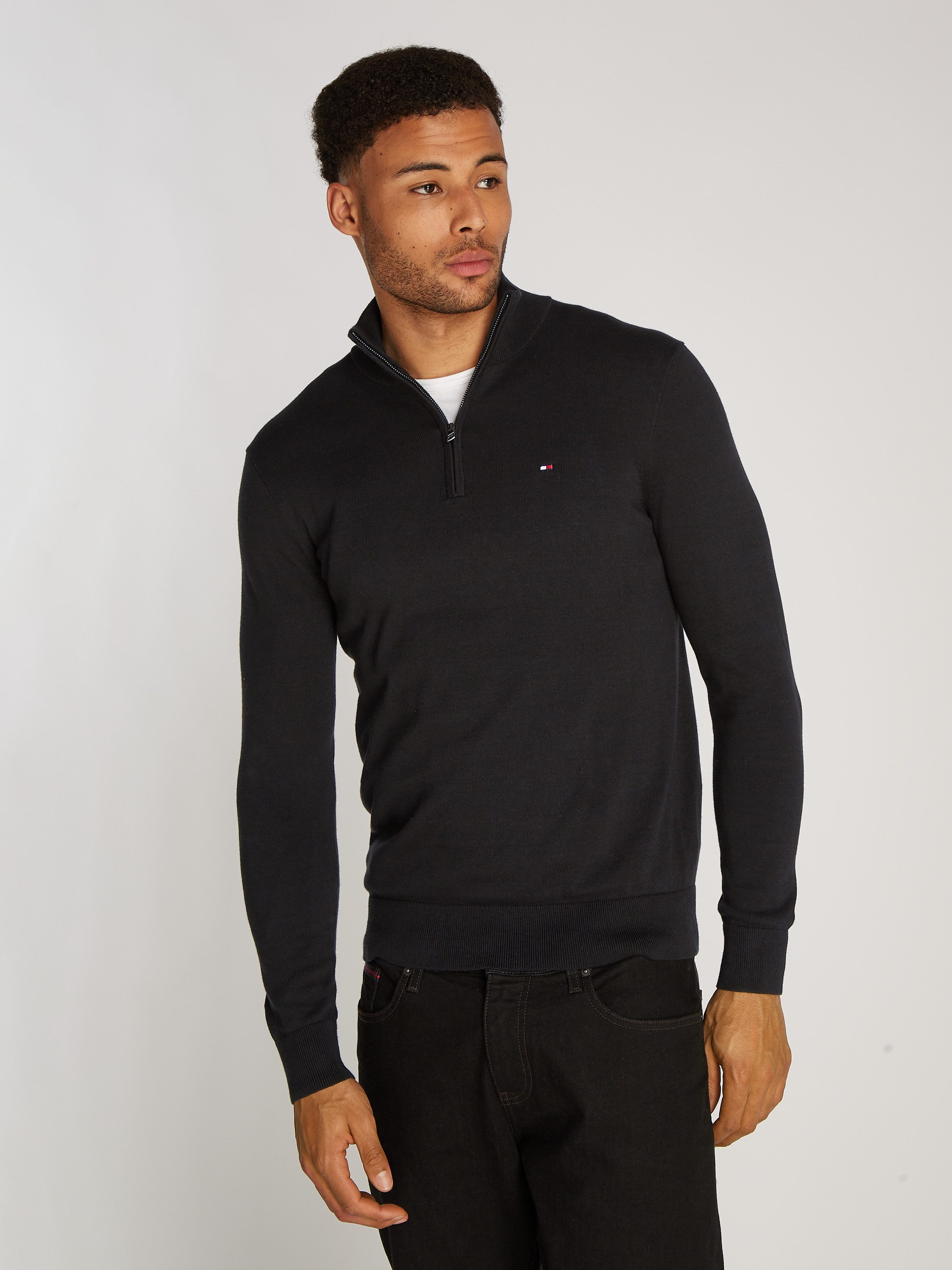 Tommy Hilfiger Schipperstrui ESSENTIAL COTTON ZIP MOCK