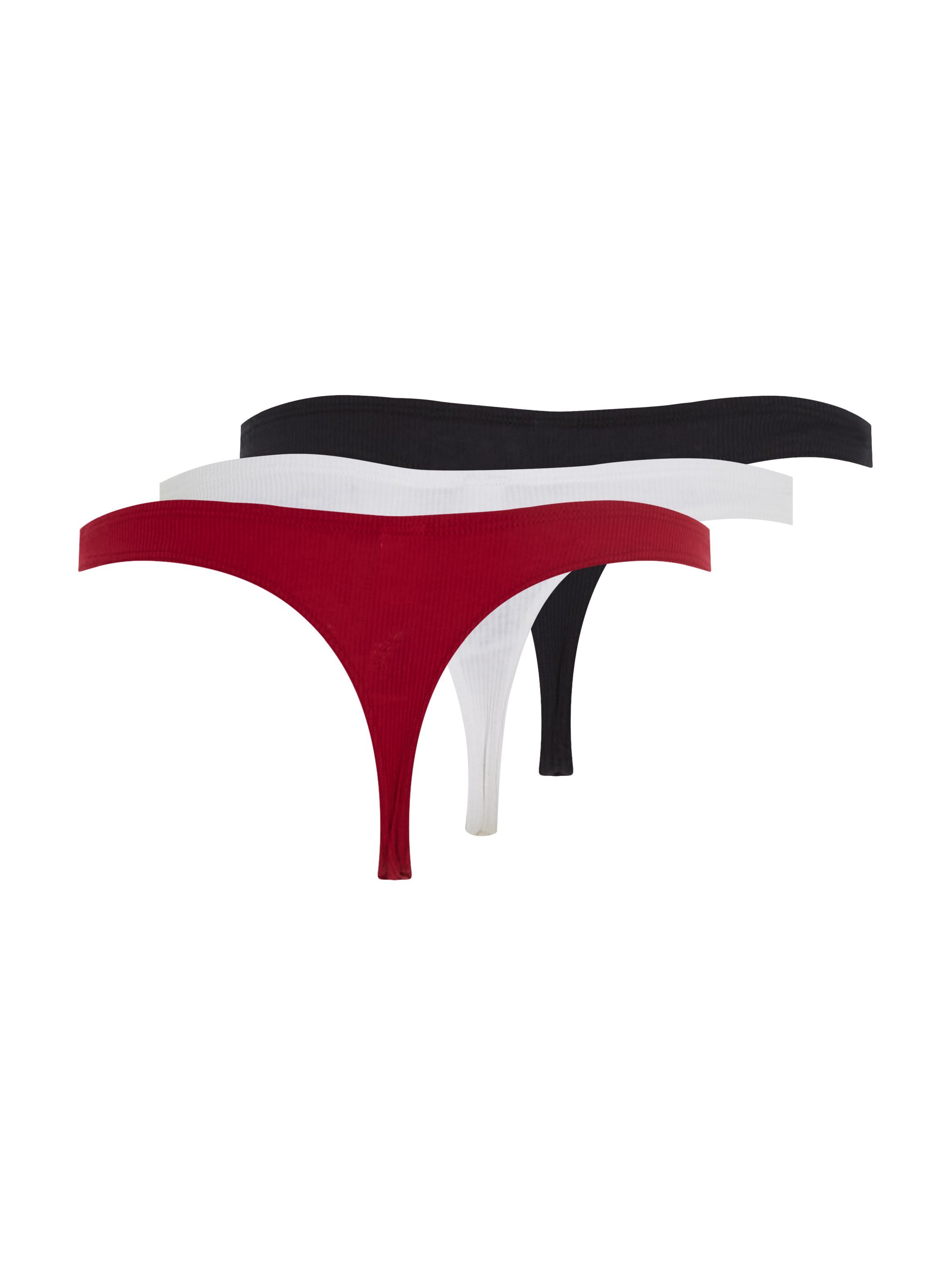 Tommy Hilfiger Underwear Slip 3P THONG (EXT. SIZE) in rib-look met tommy hilfiger logo-badge (3 stuks)