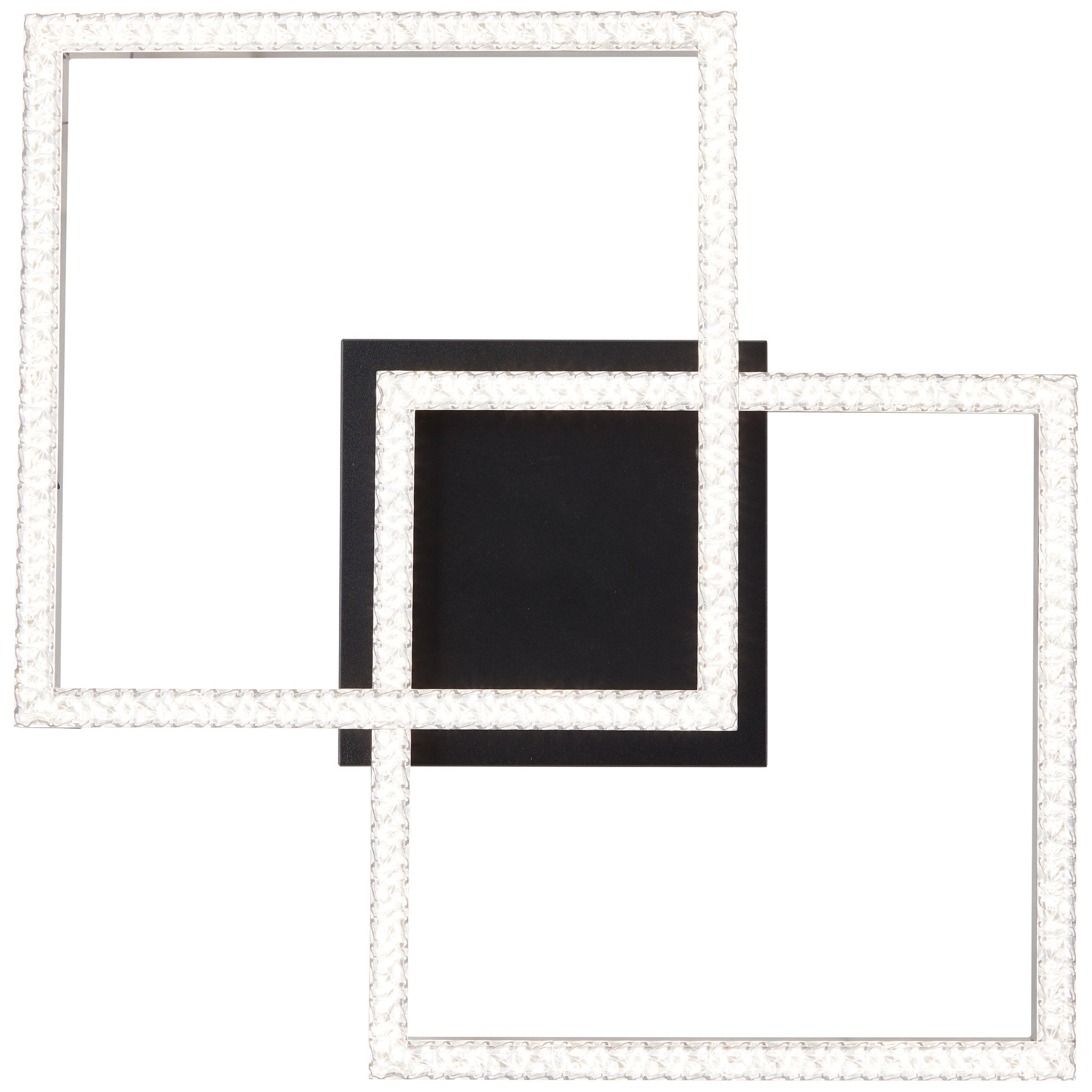 Brilliant Leuchten Led-plafondlamp Ranni 41 x 41, 2700 lm, 4000 k, kristaloptiek, draaibaar, zwart