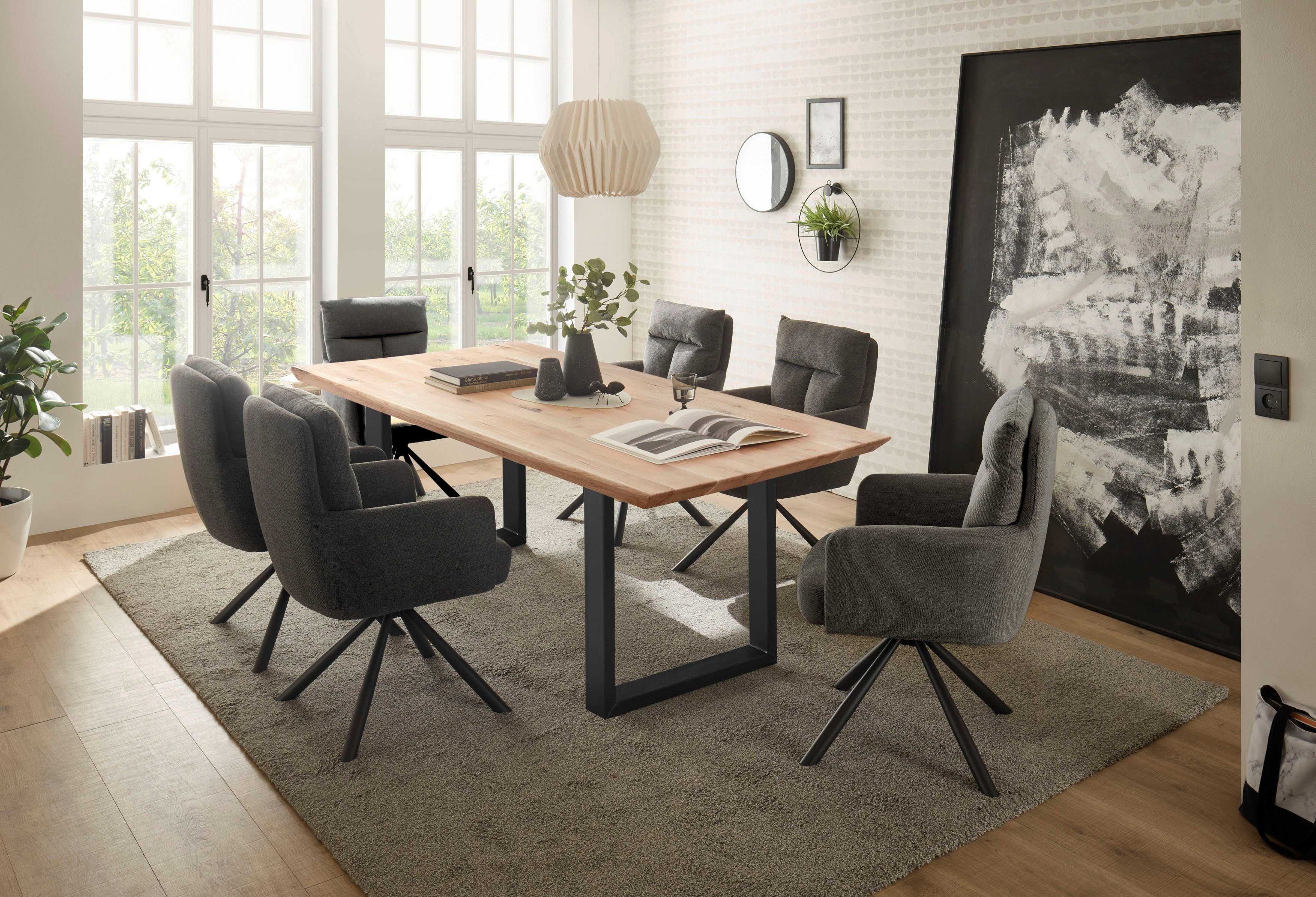 Stolkom Eettafel Bennet Eik massief hout, tafel met Zwitserse rand