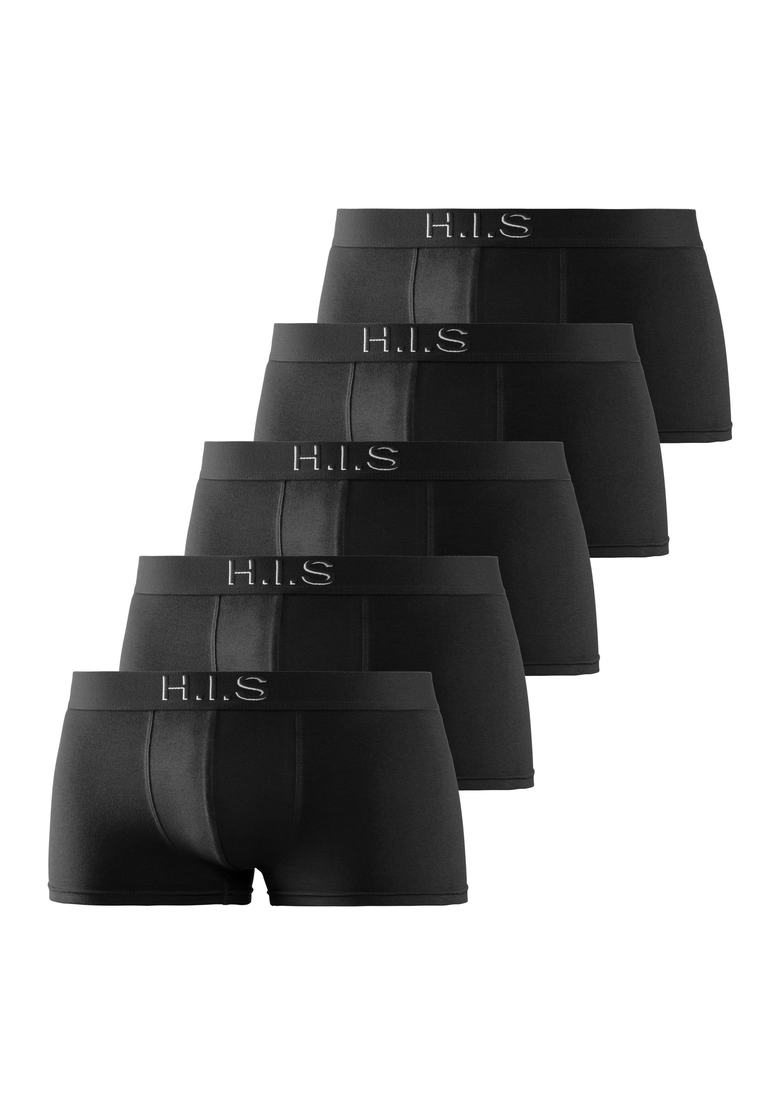 H.I.S Hipster strak zittende boxershorts aan de webband met logo-opdruk met 3d-effect (set, 5 stuks)