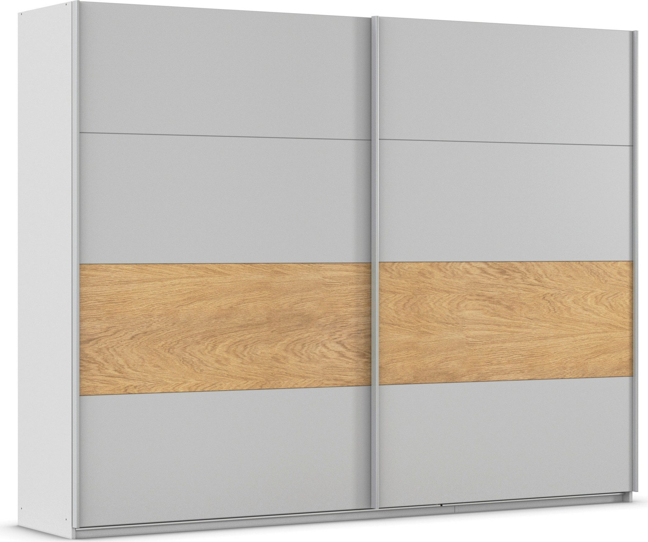 rauch Schuifdeurkast Kledingkast Kast Garderobe Slaapkamerkast MALVA Buikband afgewerkt in geborsteld eikenfineer MADE IN GERMANY zweefdeurkasten
