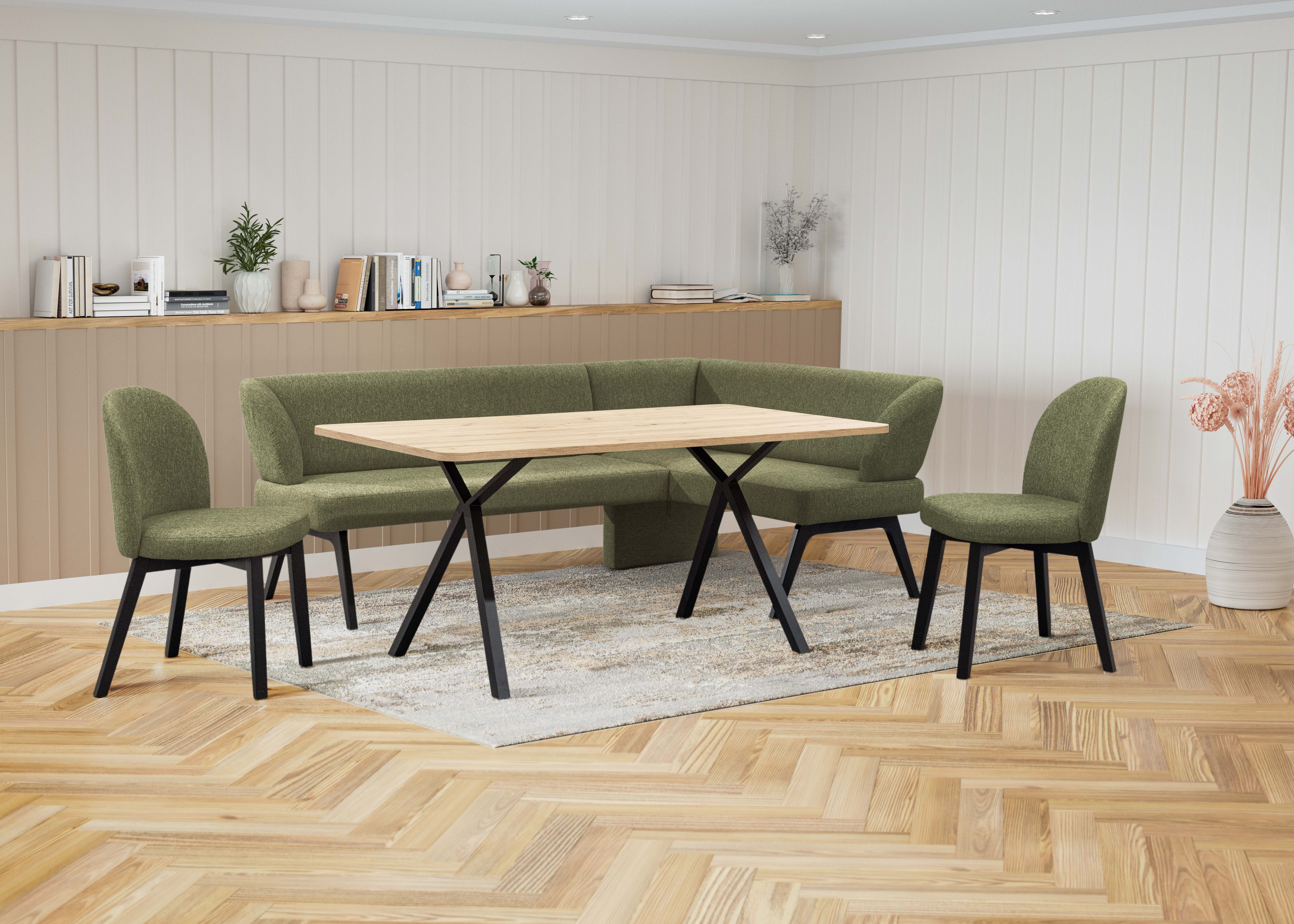 Home affaire Eethoek Aretha eetkamerset, zitgroep, hoekbank, keukenbank Eetkamer zitgroep, tafel, stoelen en bank gestoffeerd, Nosag-vering (4-delig)