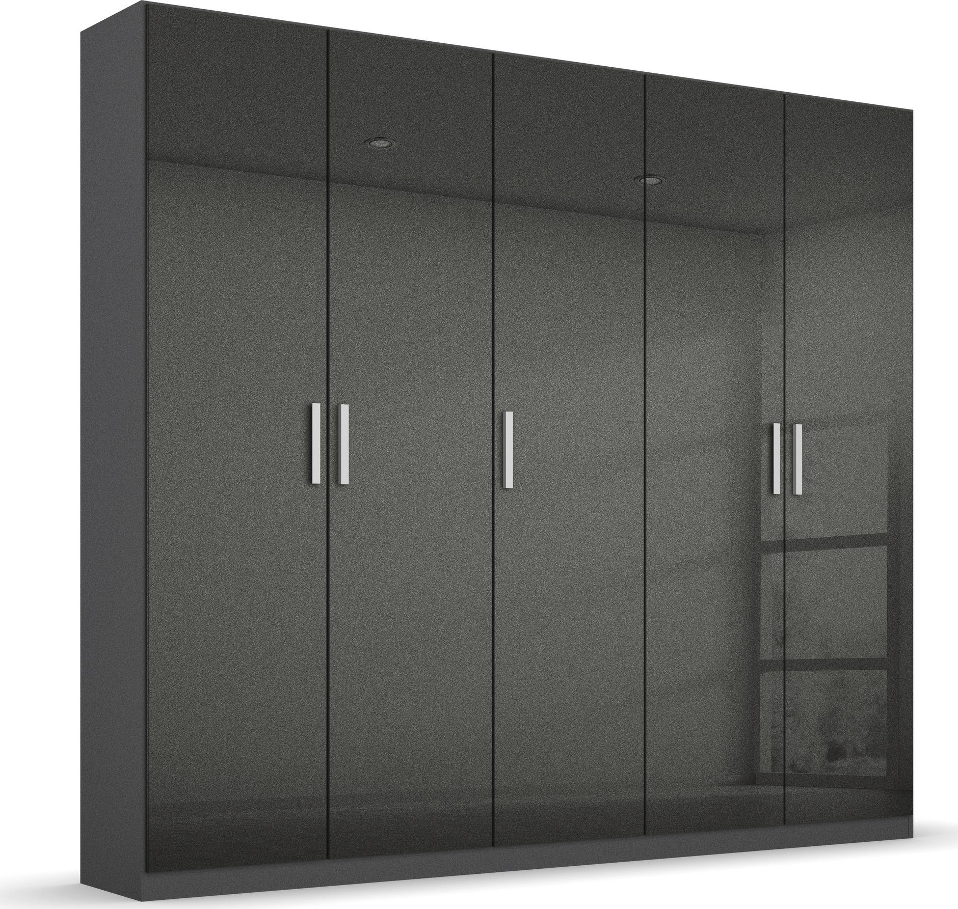 rauch Draaideurkast Koluna Hoogglansfront, inclusief 2 lades en extra planken kledingkasten grijs