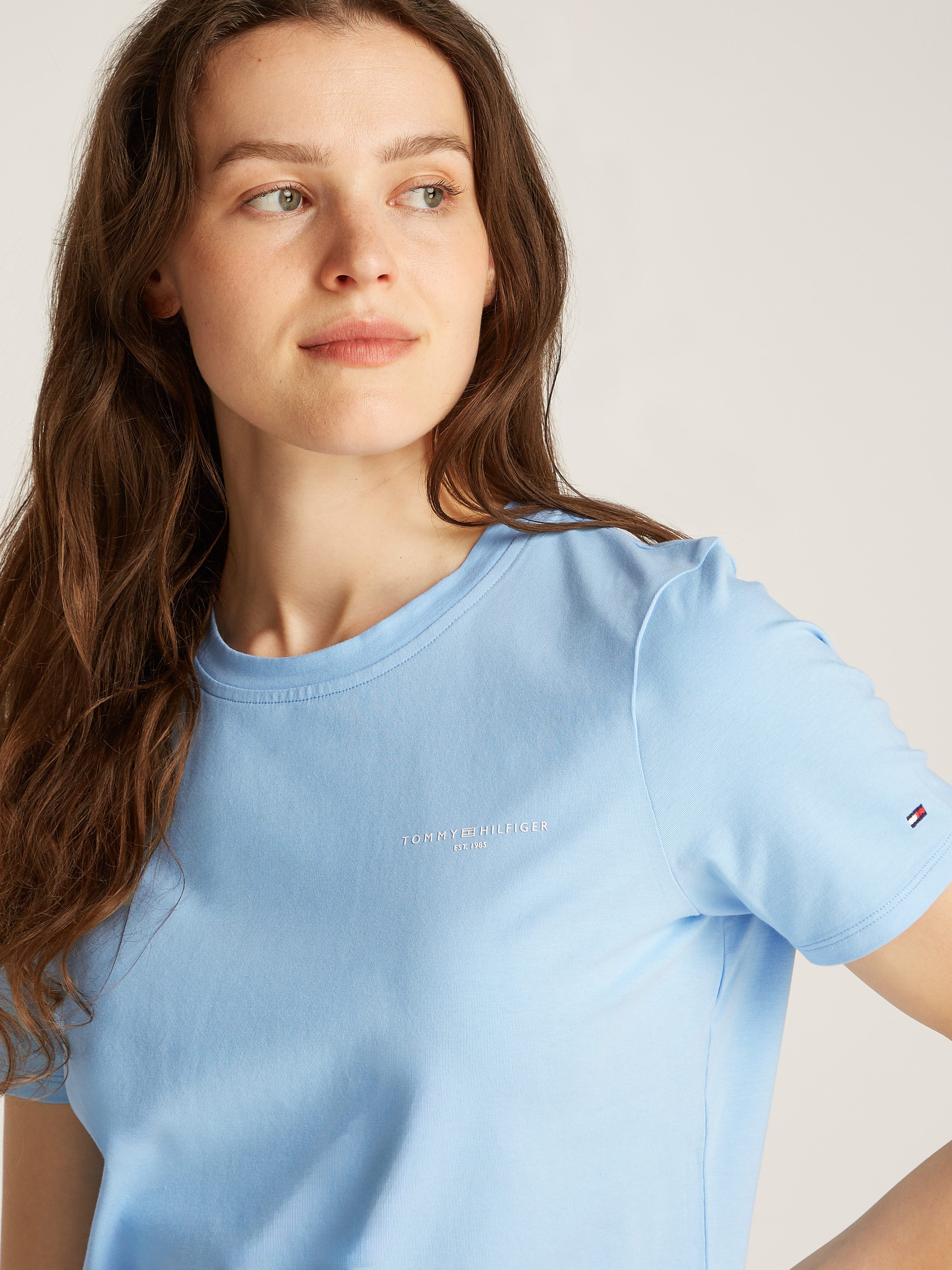 Tommy Hilfiger Shirt met ronde hals 1985 REG MINI CORP LOGO C-NK SS met tommy hilfiger logo en borduursel