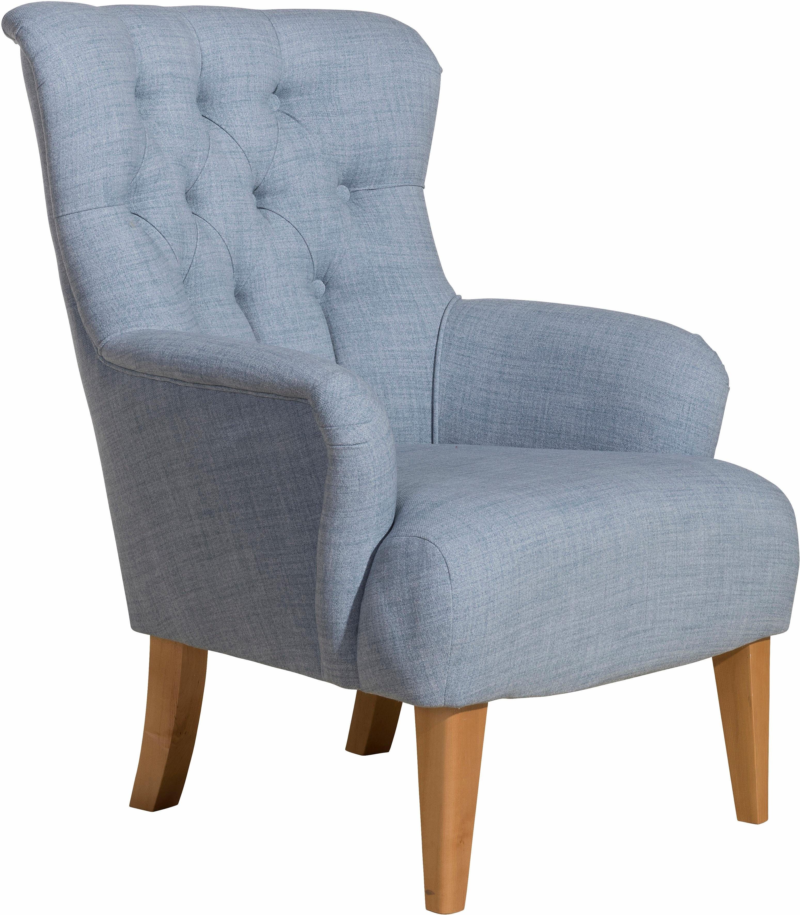 max winzer fauteuil bradley in chesterfield-stijl, met ruitencapitonnage achter, stoel met een hoge rugleuning grijs