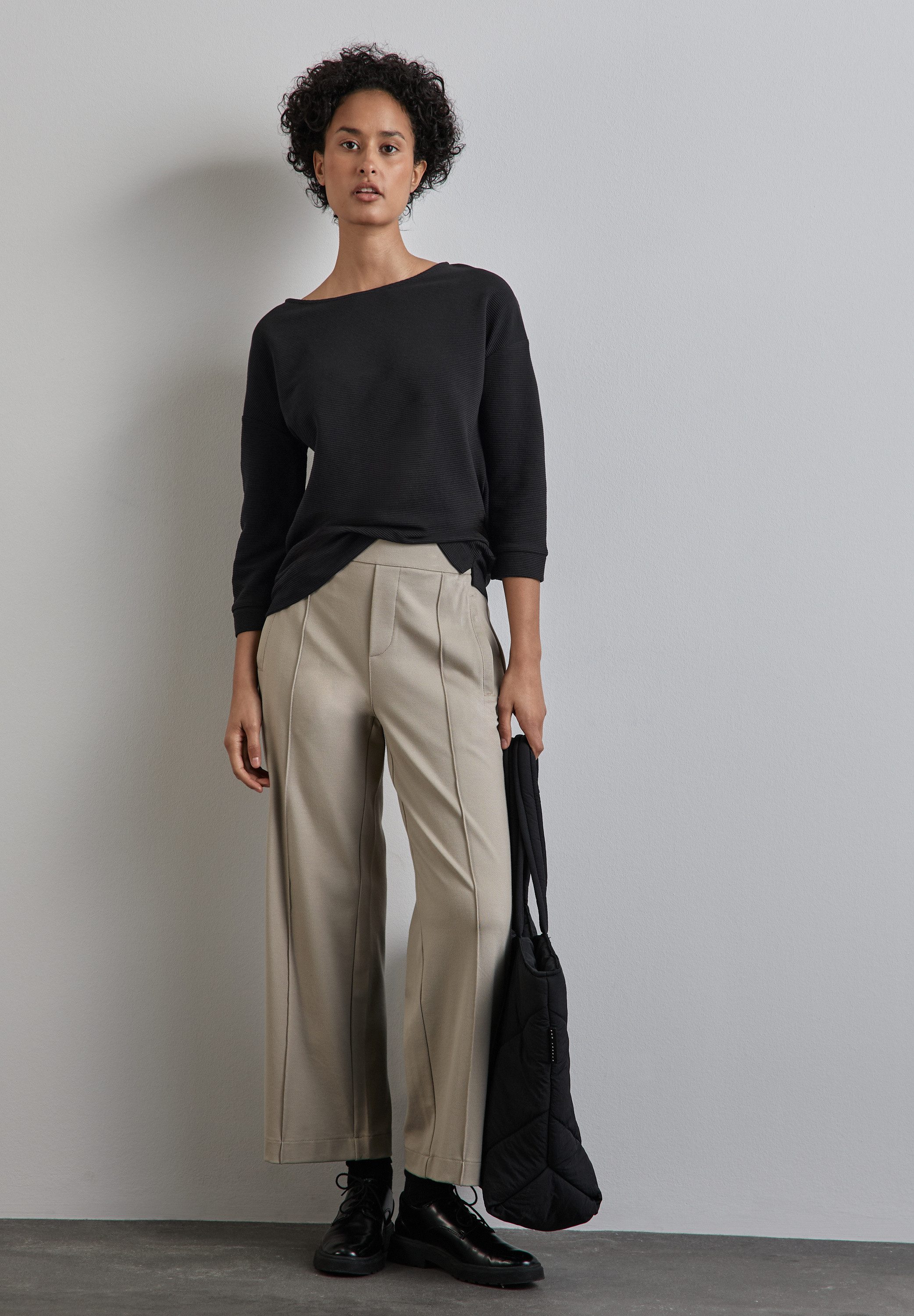 STREET ONE Shirt met 3 4 mouwen in structuuroptica