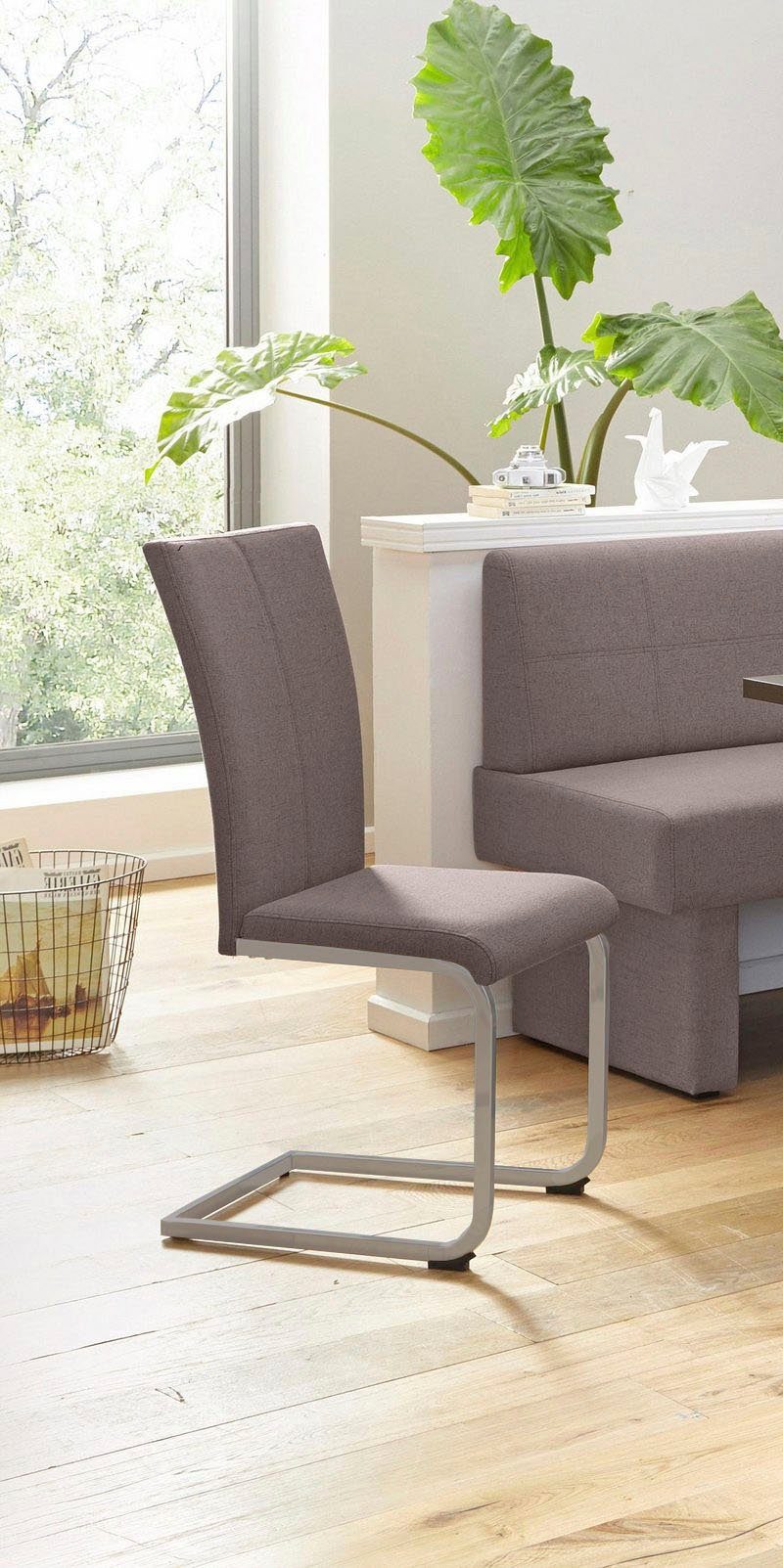 Home affaire Vrijdragende stoel Nils Stoel belastbaar tot 120 kg, frame metaal in chroom-look of zwart (set, 2 stuks)