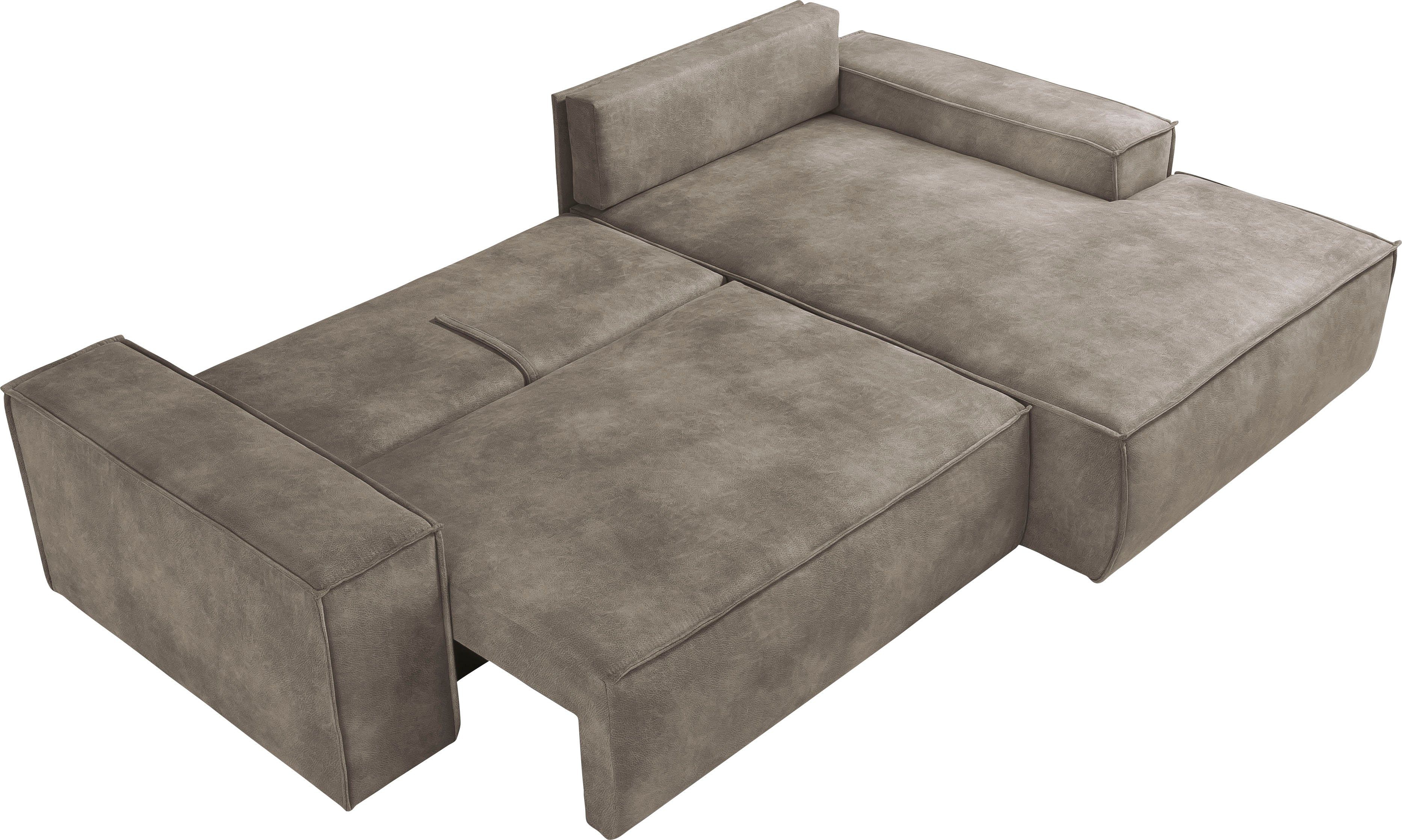 Home affaire Hoekbank SHERWOOD bedbank 267 cm, L-model, Slaapfunctie met bedlade (210x136 cm), cord, vintage, fluweel