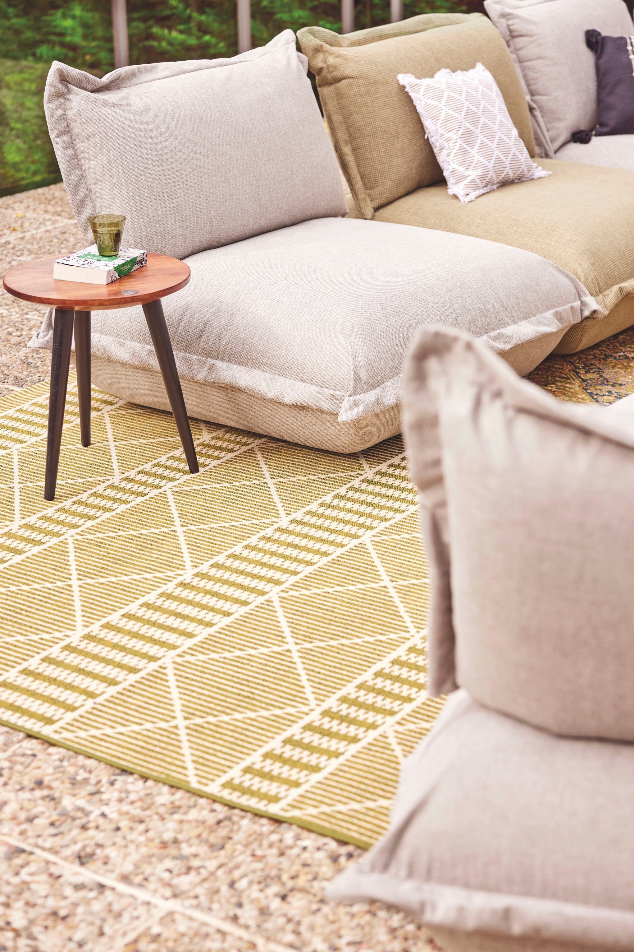 TOM TAILOR HOME Vloerkleed Funky Outdoor Geometric Platweefsel, modern ruitendesign, geschikt voor buiten, woonkamer