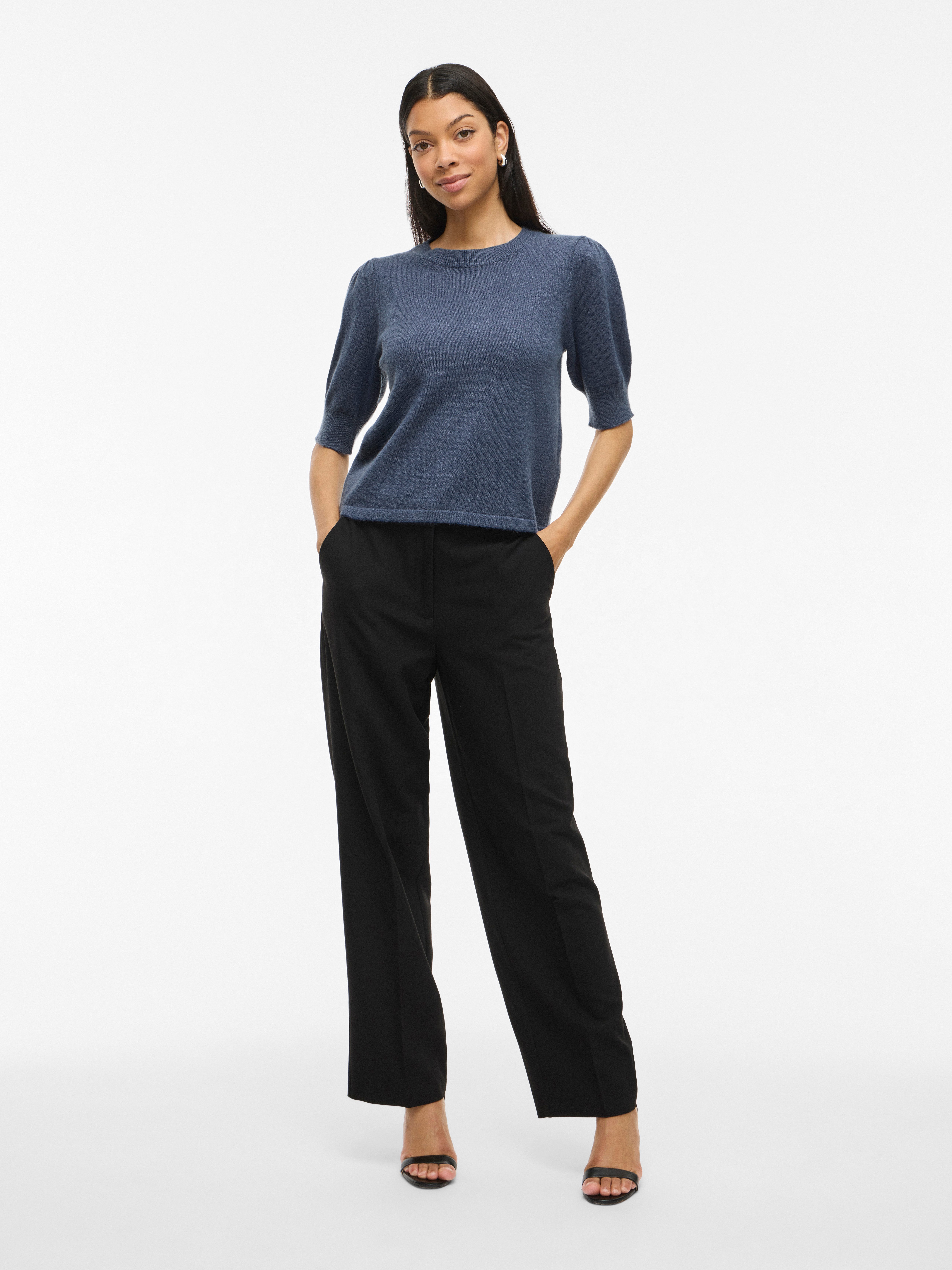 Vila Gebreide trui VIRIL 2/4 SLEEVE O-NECK KNIT TOP - NOOS