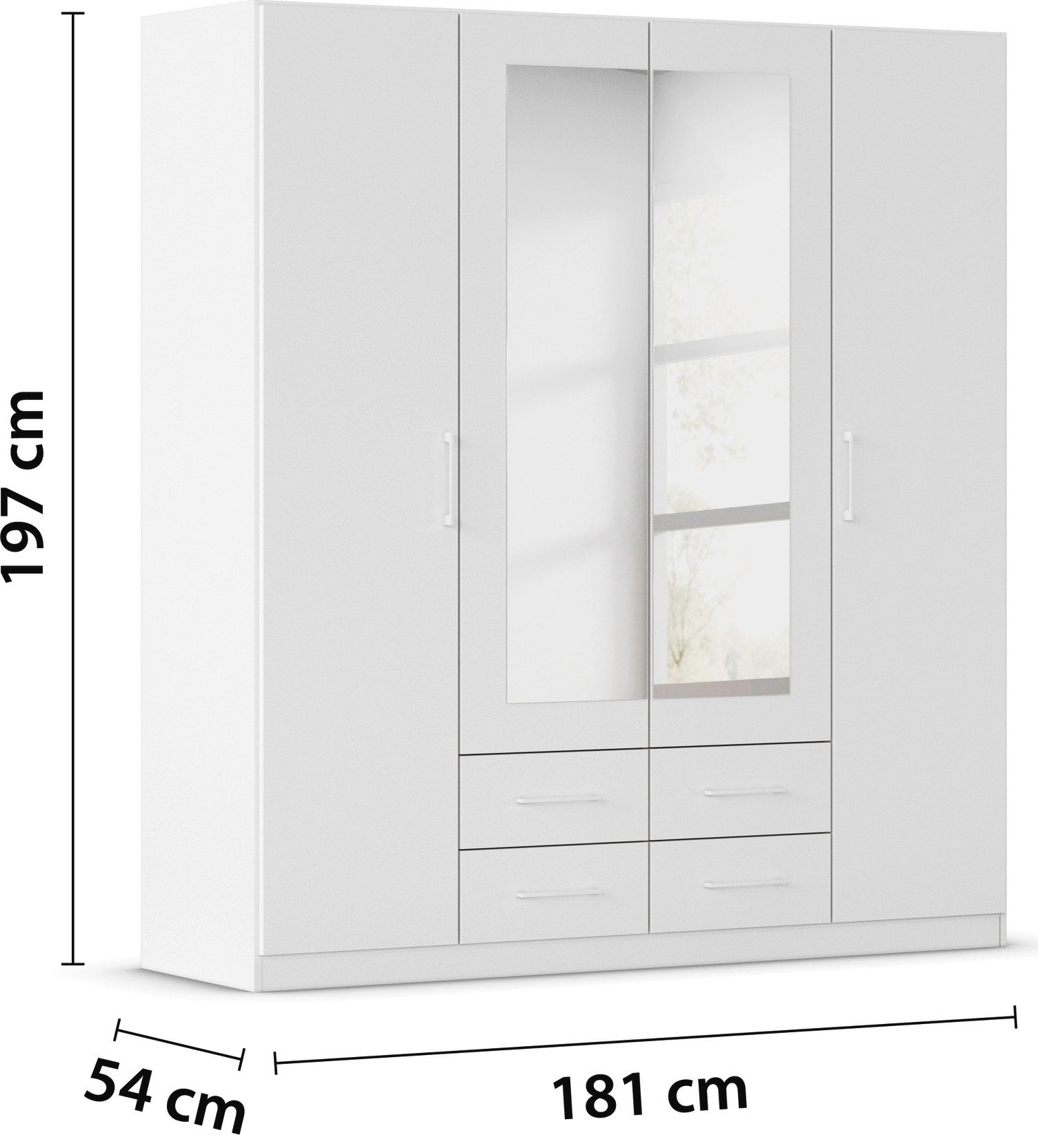 rauch Draaideurkast Kledingkast garderobe KREFELD optioneel met spiegel met 3 greepvarianten, incl. praktische lades made in germany