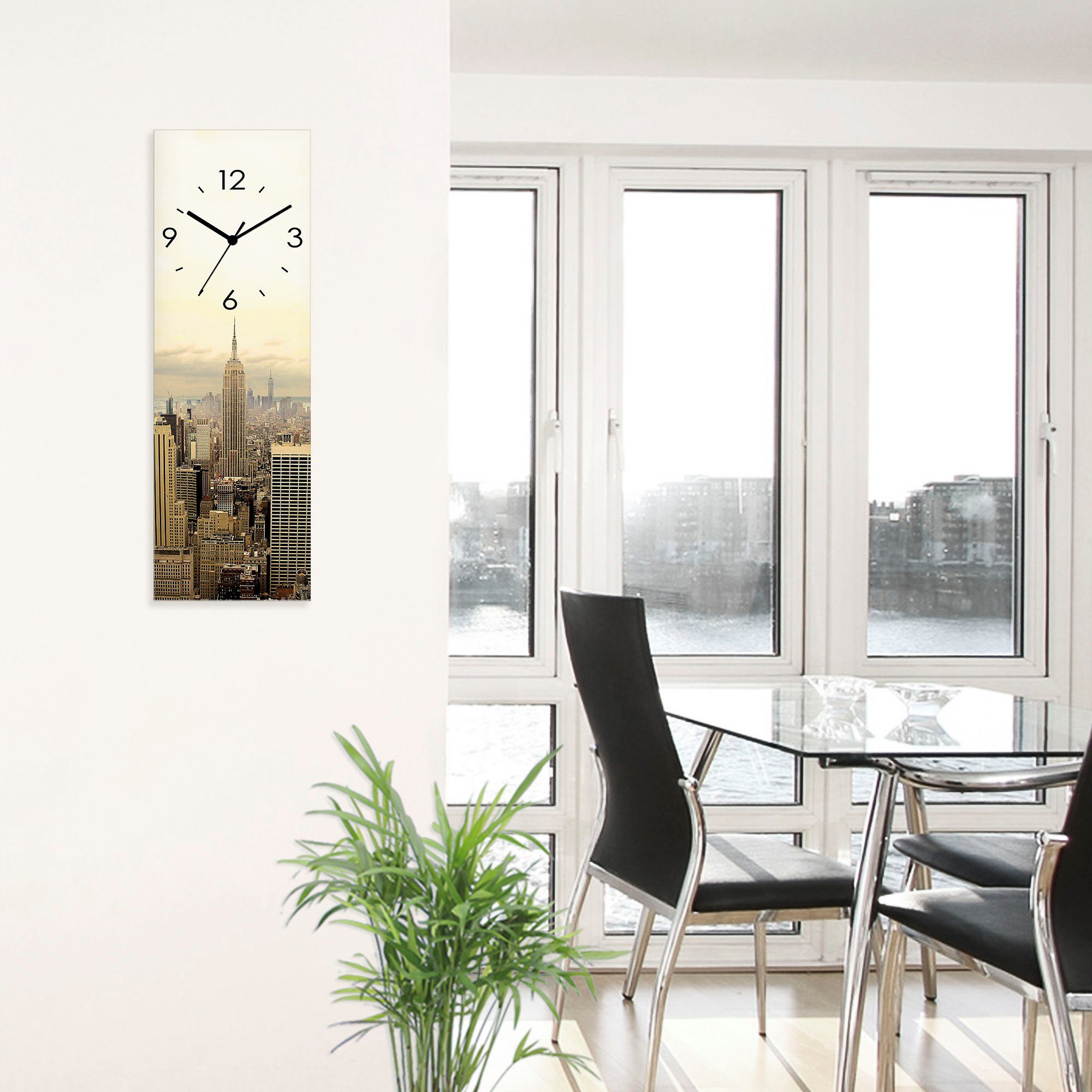 Artland Wandklok Skyline Manhattan - New York optioneel verkrijgbaar met kwarts- of radiografisch uurwerk, geruisloos zonder tikkend geluid