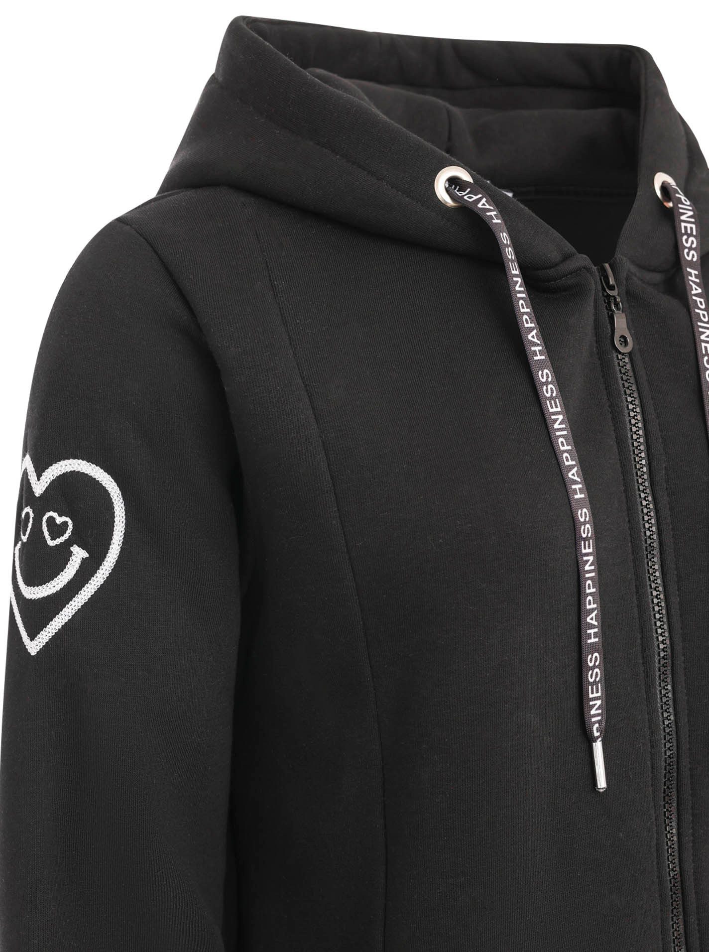 Zwillingsherz Jersey jas Alissa met capuchon en smile print