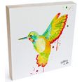 wall-art artprint op hout decoratie kolibrie artprint op hout vogel (1 stuk) multicolor
