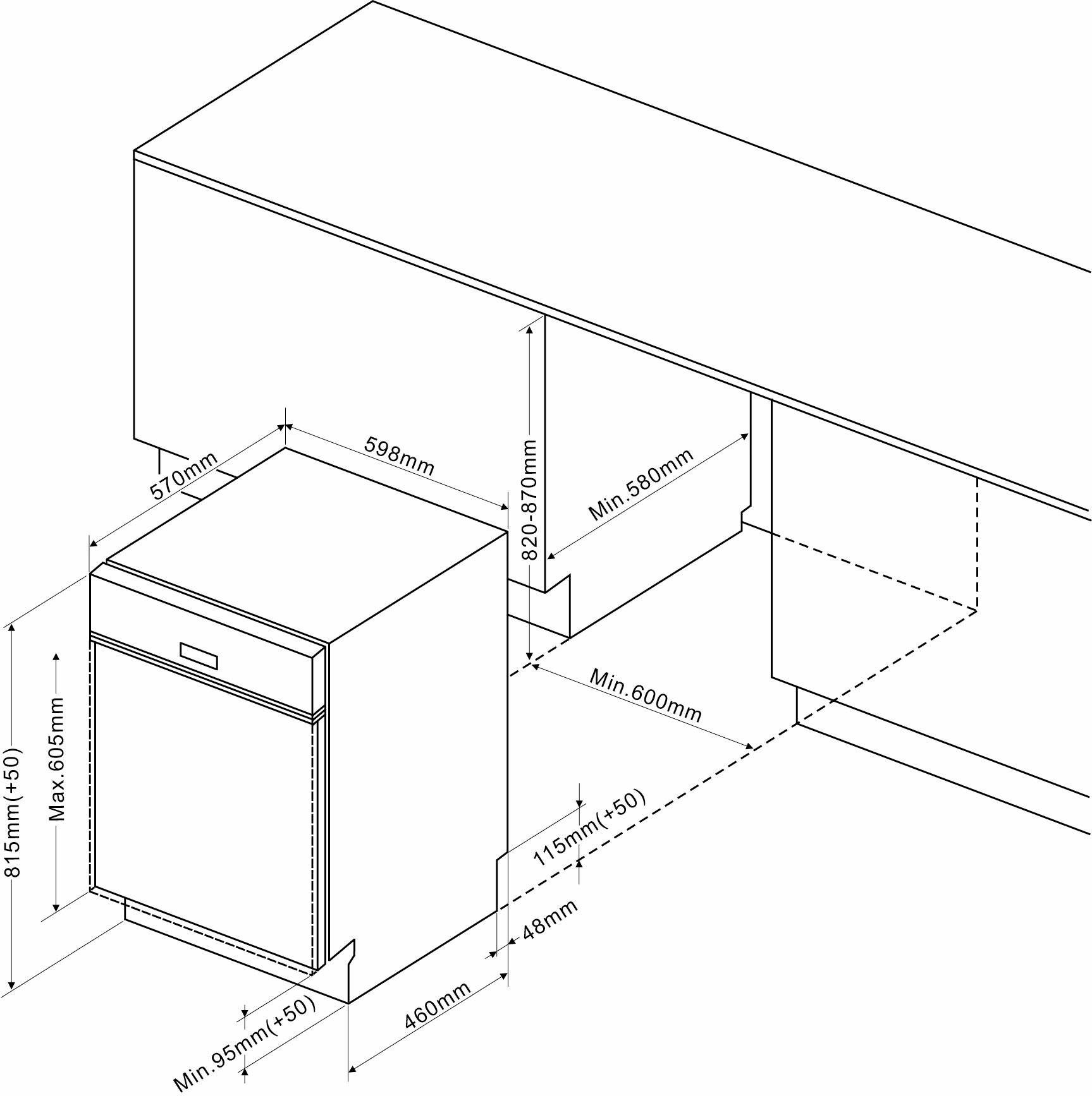 Amica Deels integreerbare vaatwasser EGSP 14797-1 E, 81,5 cm x 59,8 cm
