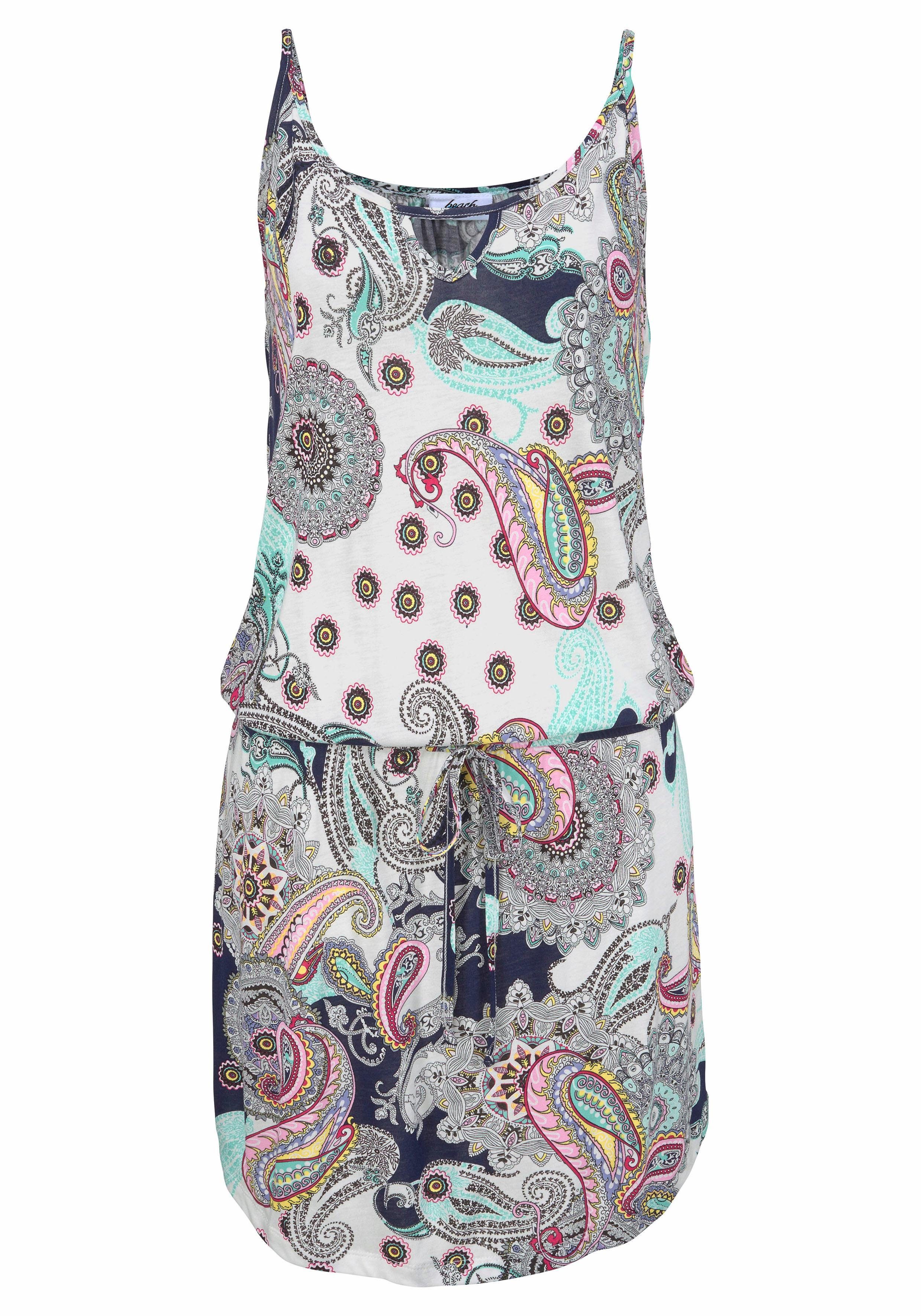 Beachtime Strandjurk met paisley motief in loose fit, mini jurk, zomerjurk