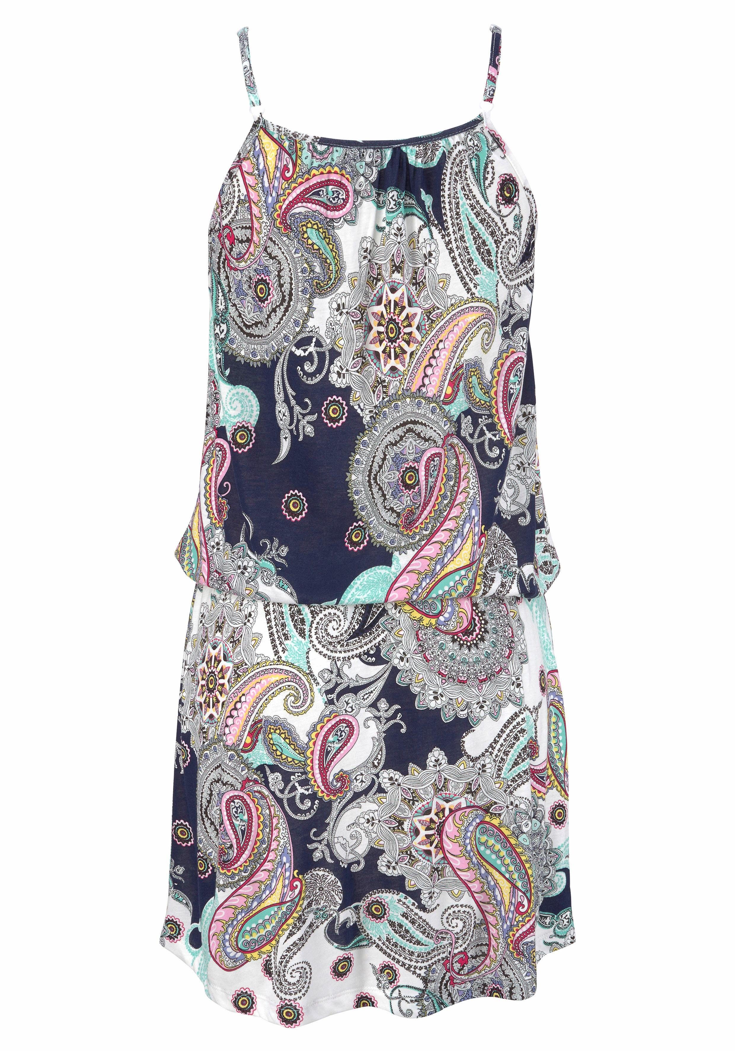 Beachtime Strandjurk met paisley motief in loose fit, mini jurk, zomerjurk
