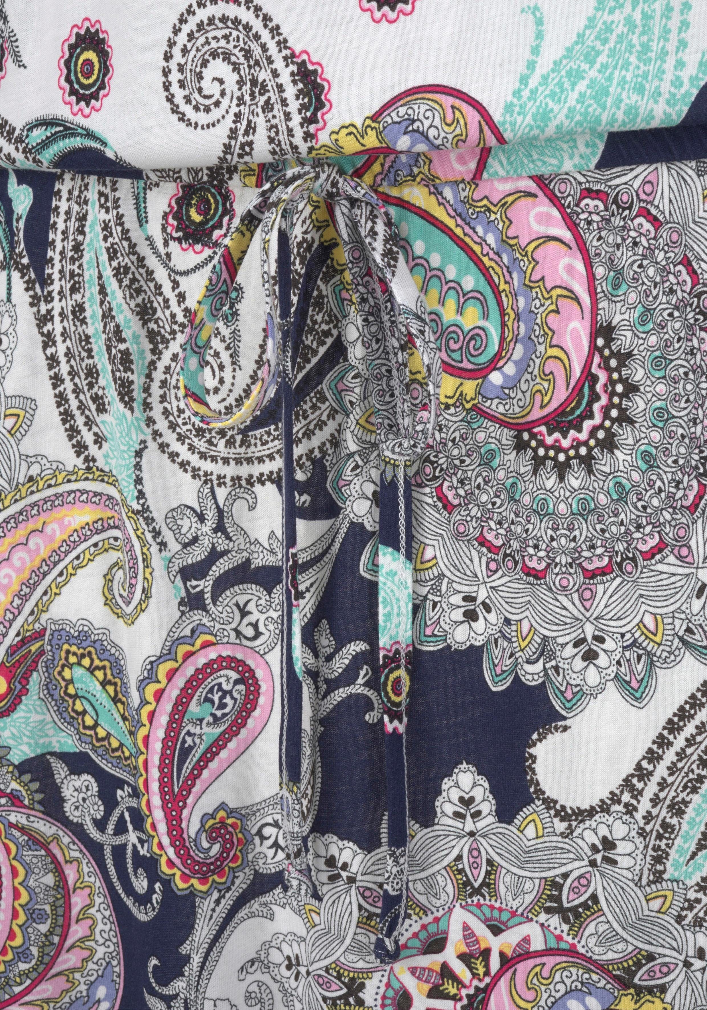 Beachtime Strandjurk met paisley motief in loose fit, mini jurk, zomerjurk