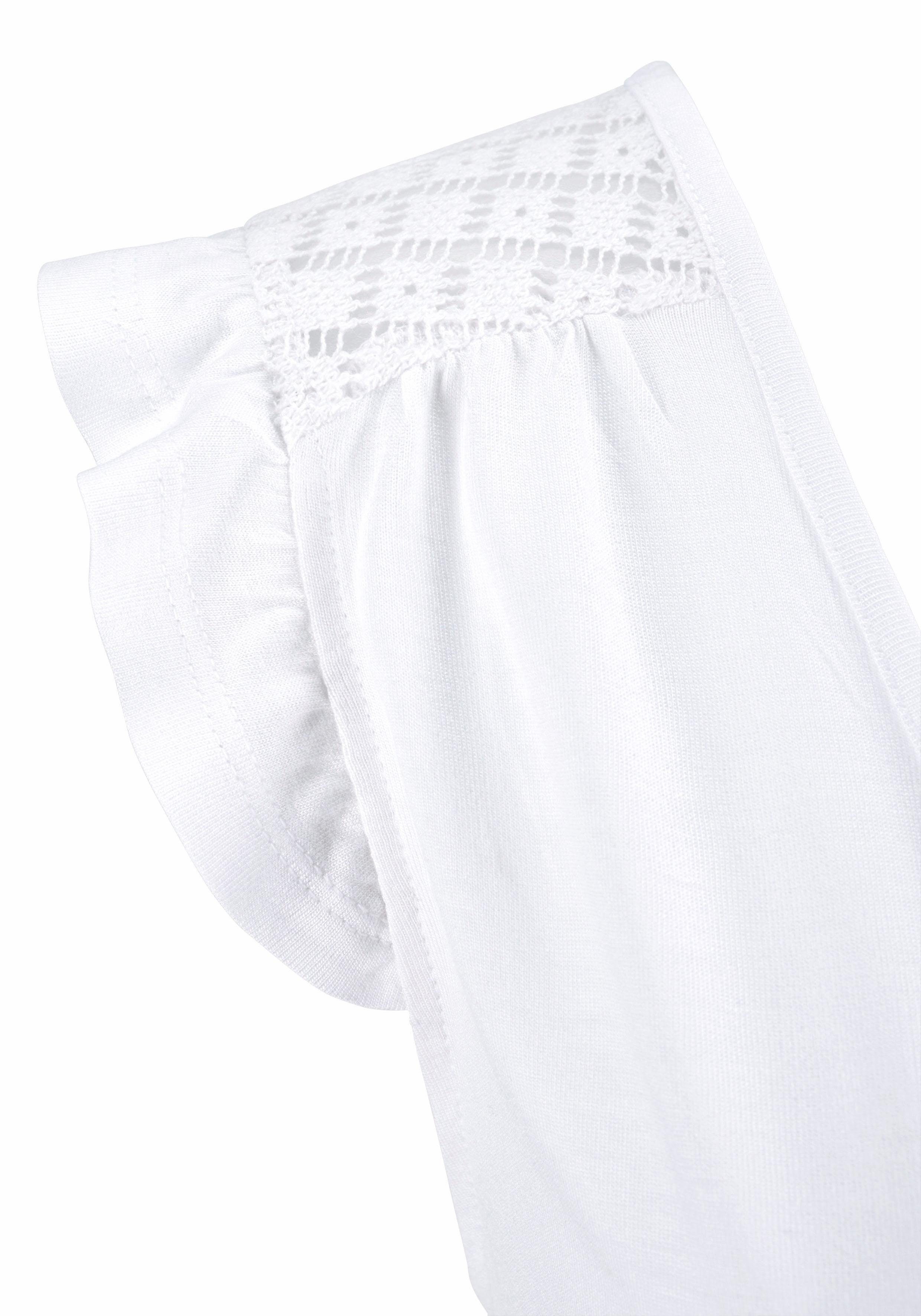 Buffalo Strandshirt met kanten inzet op de rug en ruches, shirt met korte mouwen