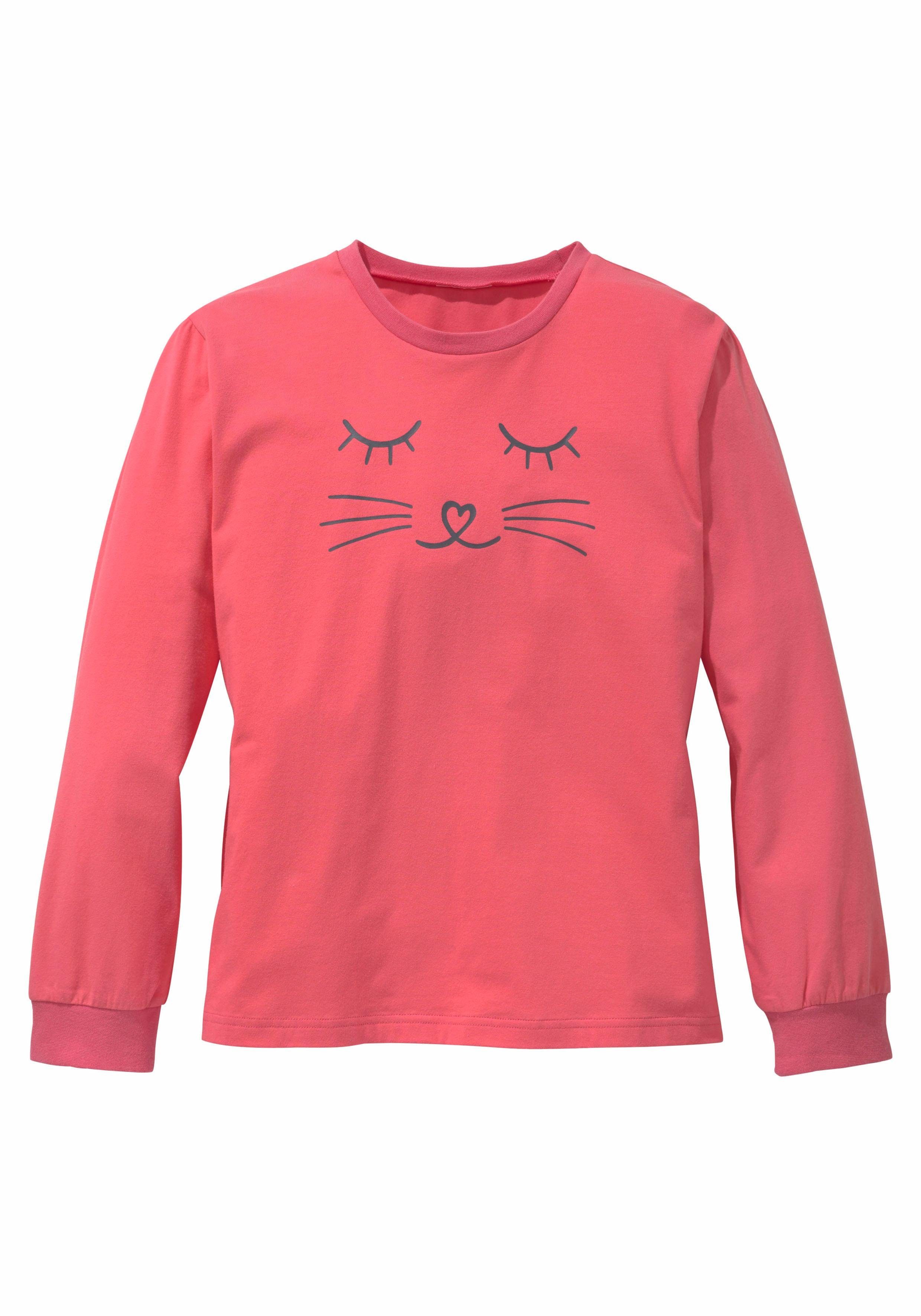Vivance Pyjama Pyjama in lange vorm met kattenprint (2-delig, 1 stuk)