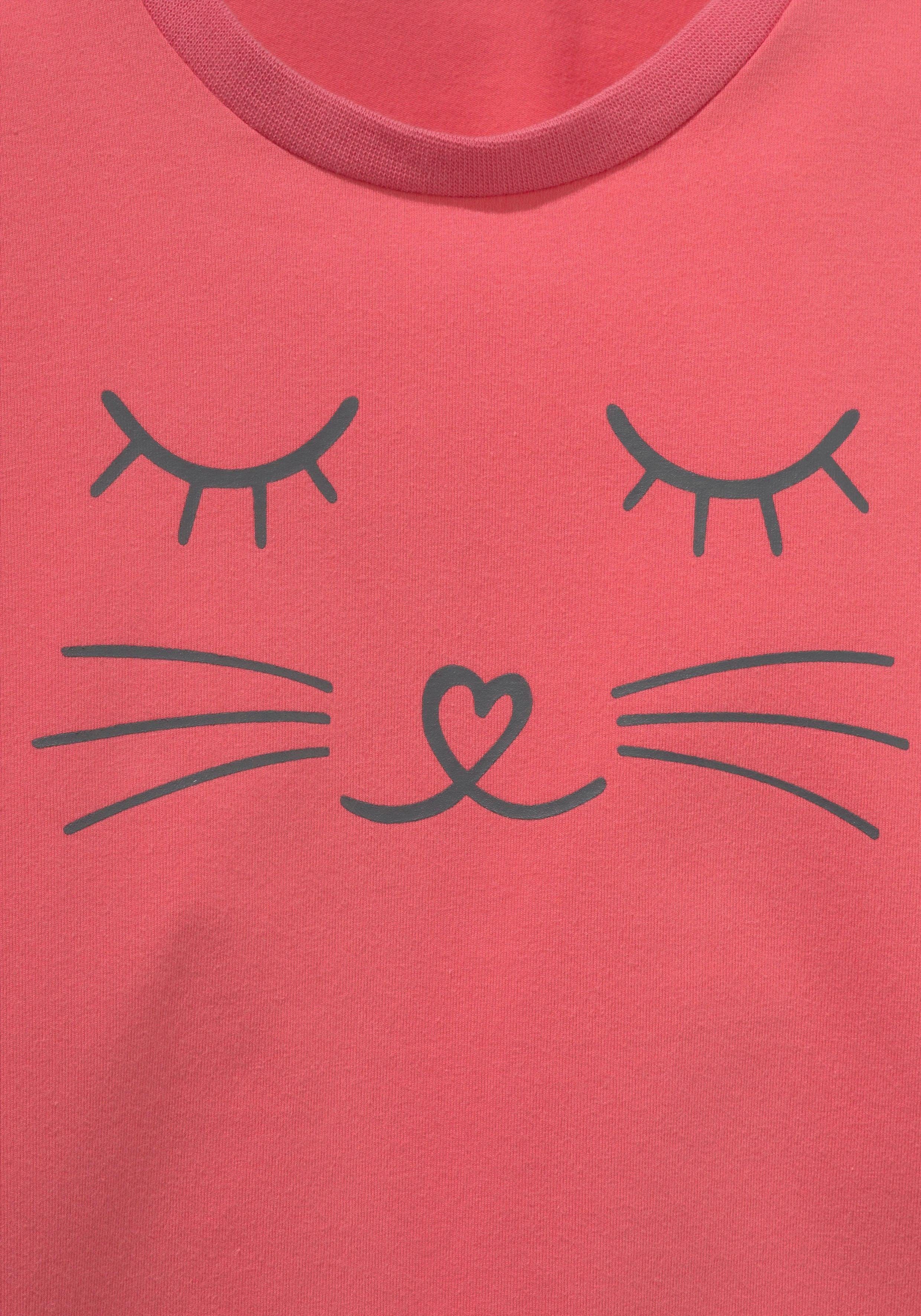Vivance Pyjama Pyjama in lange vorm met kattenprint (2-delig, 1 stuk)