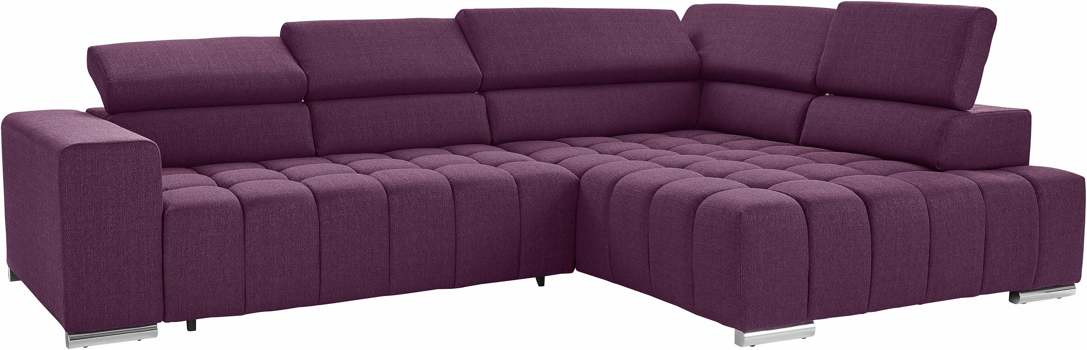 exxpo - sofa fashion Hoekbank Elias, actuele kruissteek in de zitting, comfortabel, L-vorm met verstelbare hoofdsteun resp. rugleuning, naar keuze met slaapfunctie