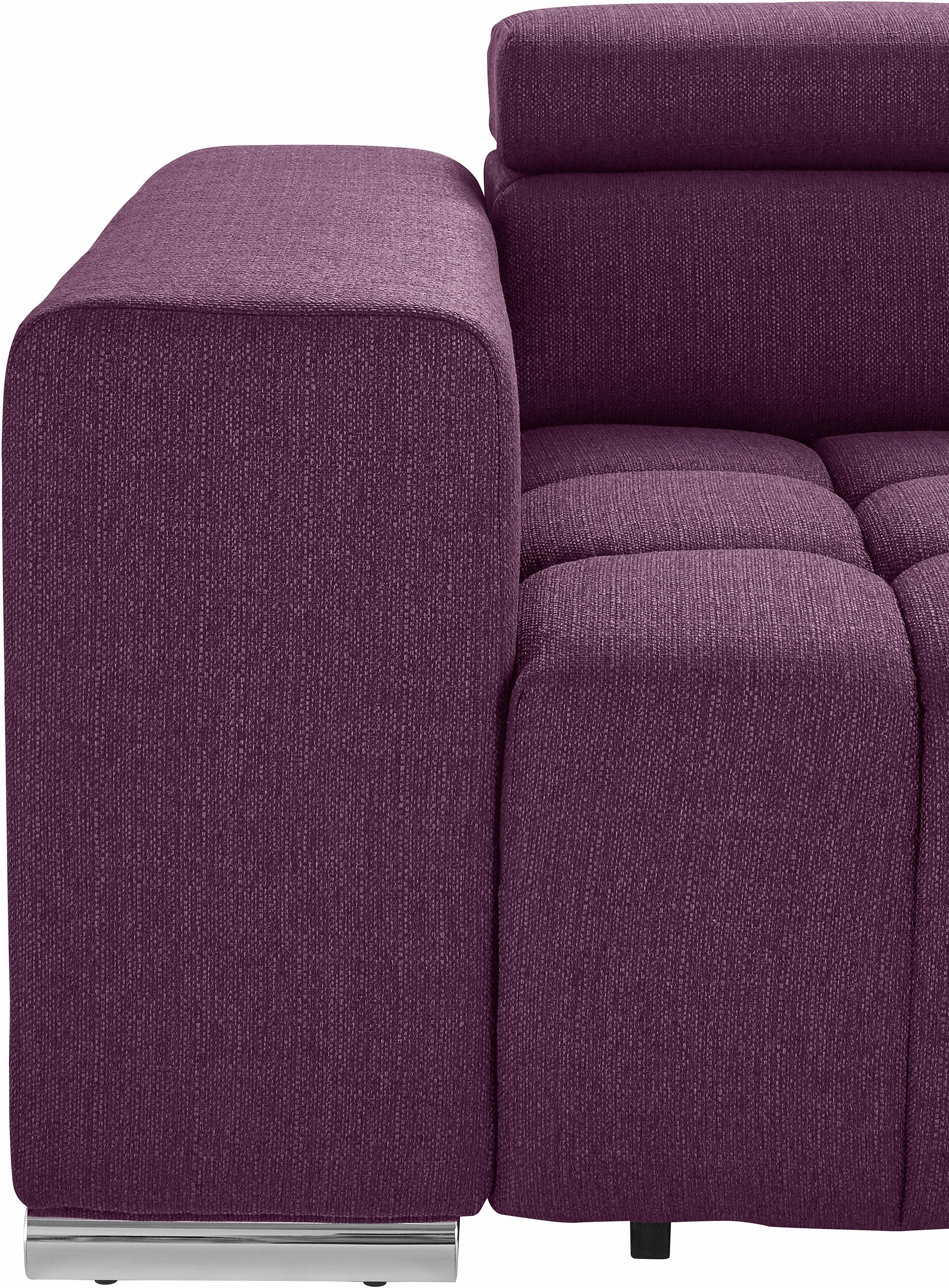 exxpo - sofa fashion Hoekbank Elias, actuele kruissteek in de zitting, comfortabel, L-vorm met verstelbare hoofdsteun resp. rugleuning, naar keuze met slaapfunctie
