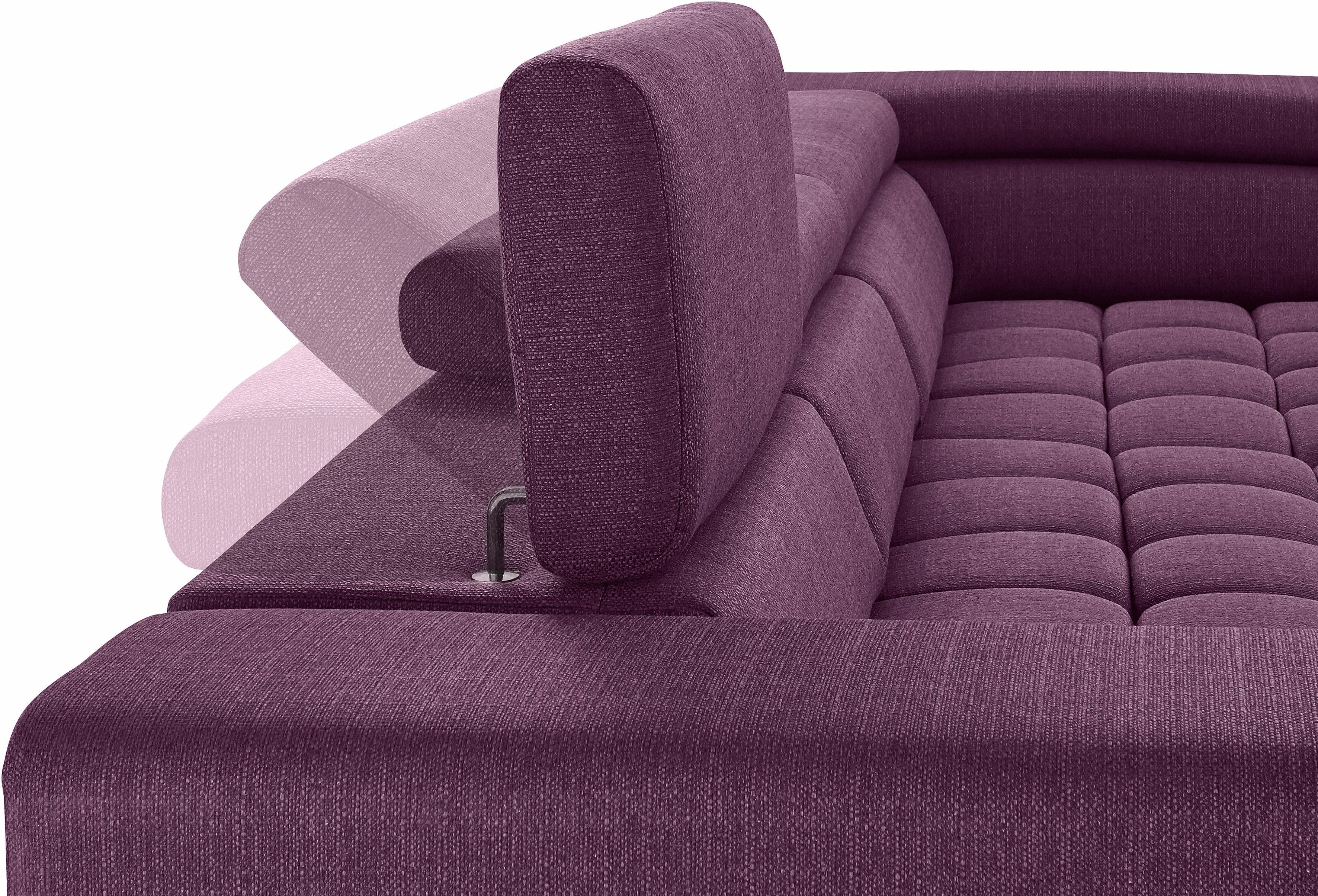 exxpo - sofa fashion Hoekbank Elias, actuele kruissteek in de zitting, comfortabel, L-vorm met verstelbare hoofdsteun resp. rugleuning, naar keuze met slaapfunctie