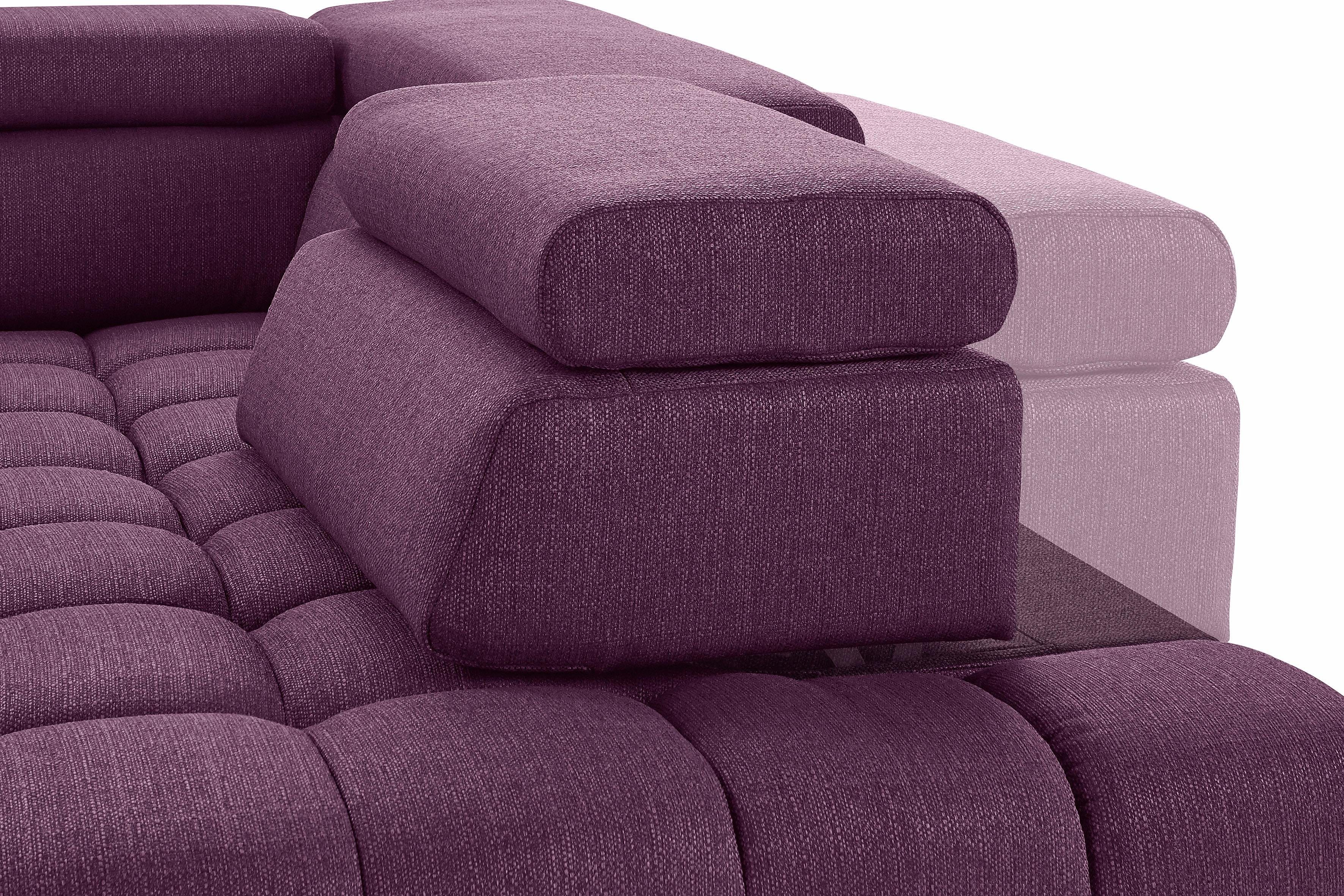 exxpo - sofa fashion Hoekbank Elias, actuele kruissteek in de zitting, comfortabel, L-vorm met verstelbare hoofdsteun resp. rugleuning, naar keuze met slaapfunctie