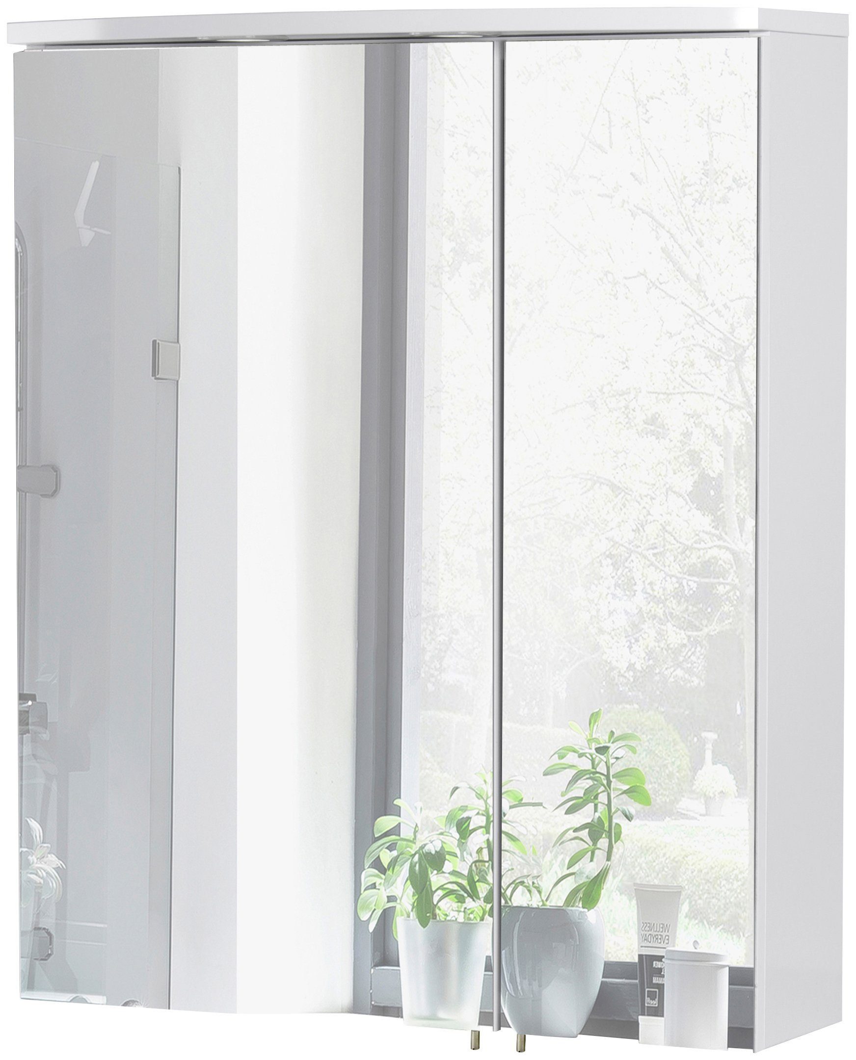 Schildmeyer Spiegelkast Verona Breedte 60 cm, 2-deurs, 2 led-inbouwspotjes, schakelaar-/stekkerdoos