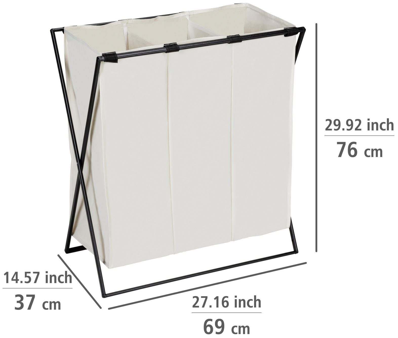 WENKO Wasmand met sorteerfunctie Trio XL 145 liter inhoud