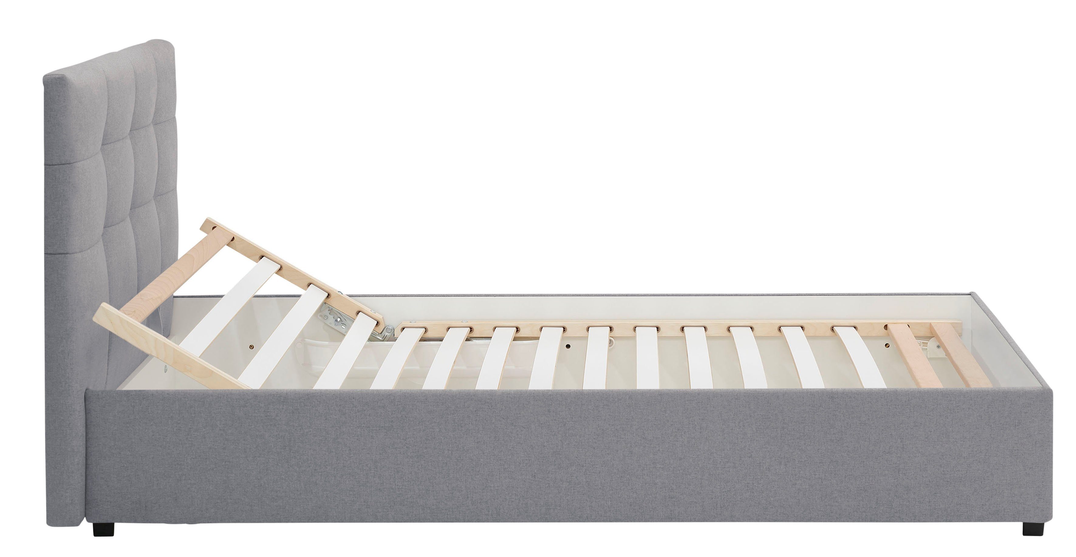 Lüttenhütt Gestoffeerd bed Endres met bedkist, naar keuze zonder matras/lattenbodem of incl. matras