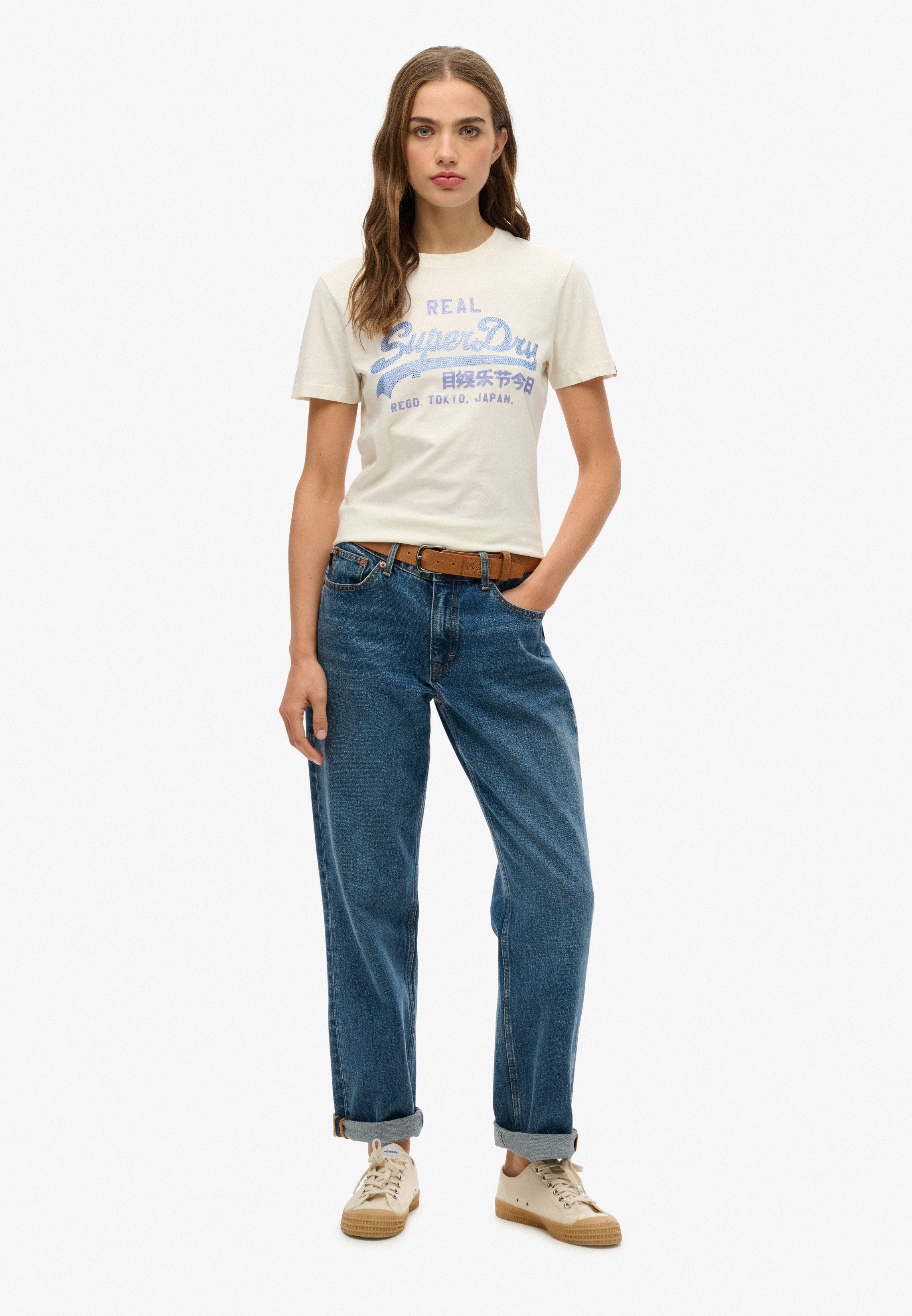 Superdry Shirt met korte mouwen VL RHINESTONE SLIM TEE