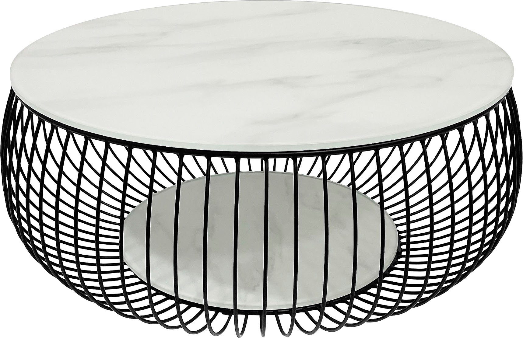 SalesFever Salontafel 10 mm dikke helder glazen plaat met marmerprint