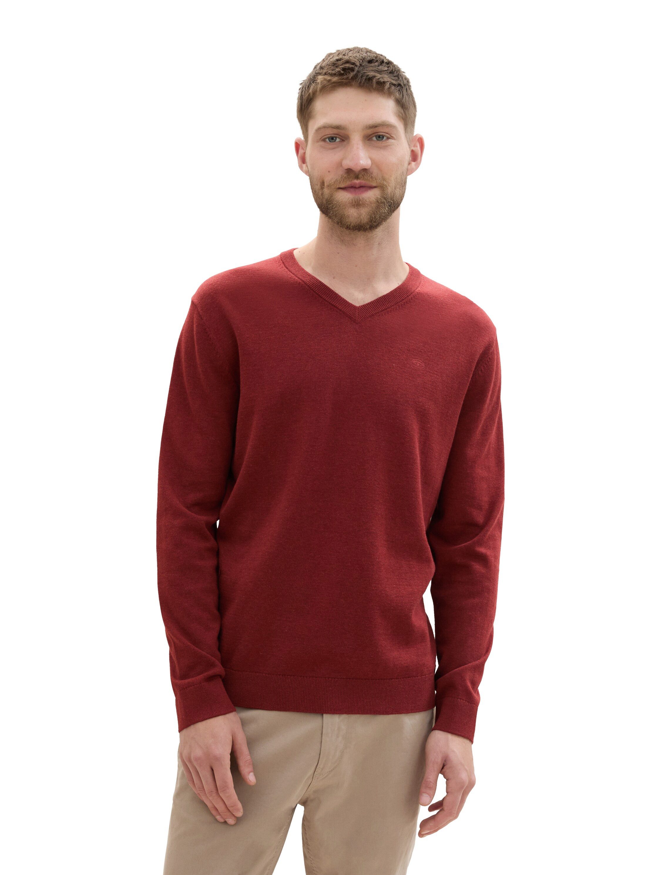 Tom Tailor Gebreide pullover met labelstitching model 'BASIC'