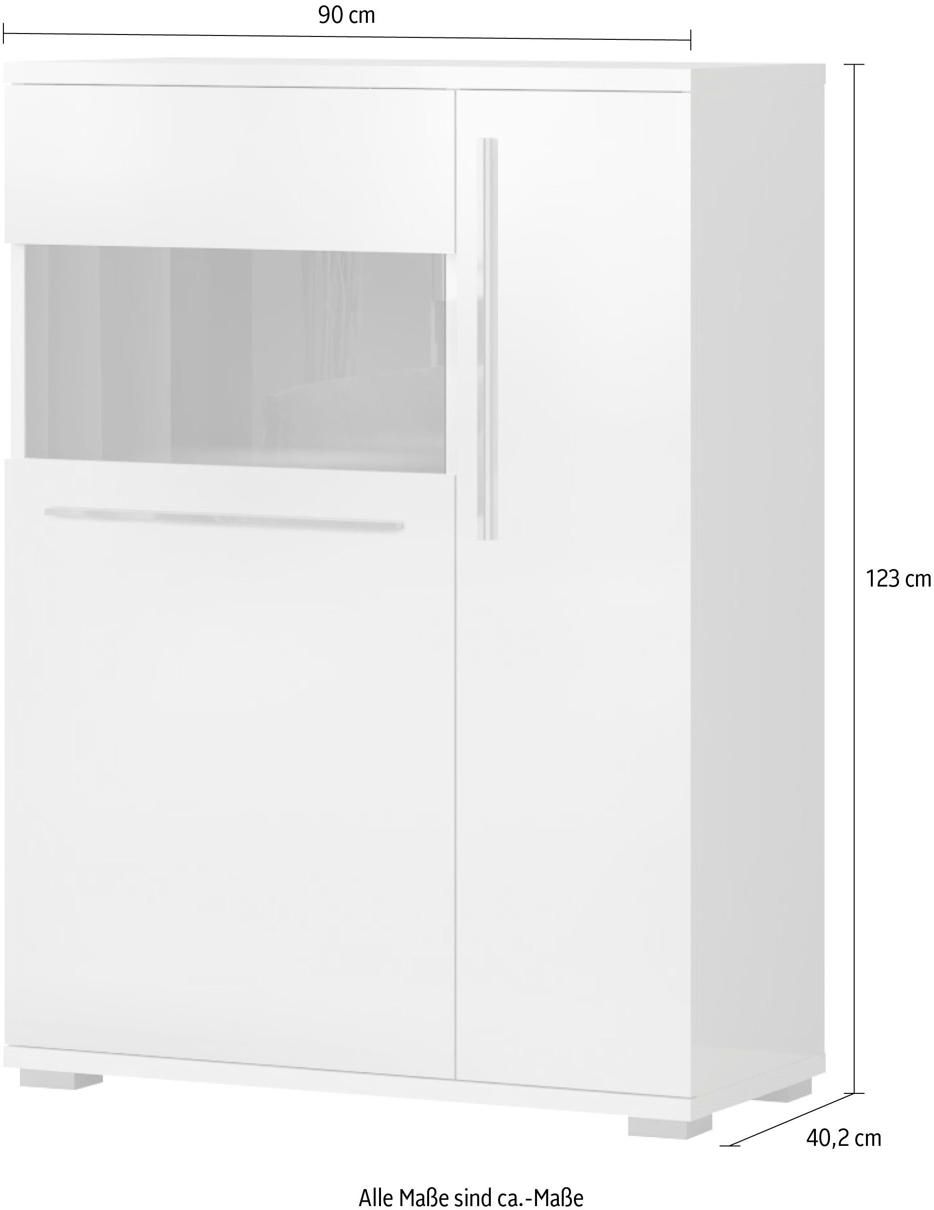 Places of Style Vitrinekast Piano UV-gecoat, soft close-functie