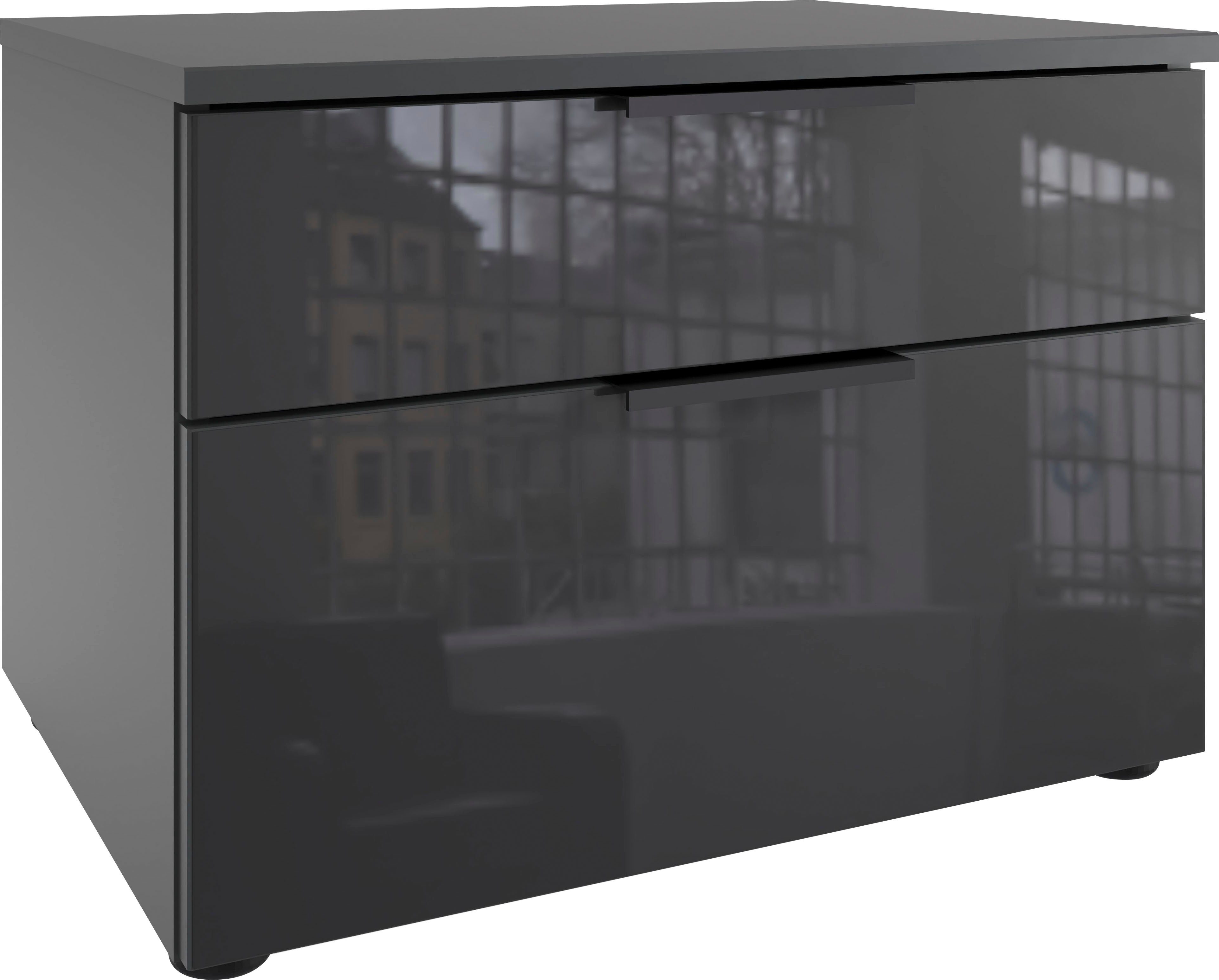 wimex nachtkastje level36 black c by fresh to go met glazen elementen aan de voorkant, soft-close functie, 54 cm breed wit
