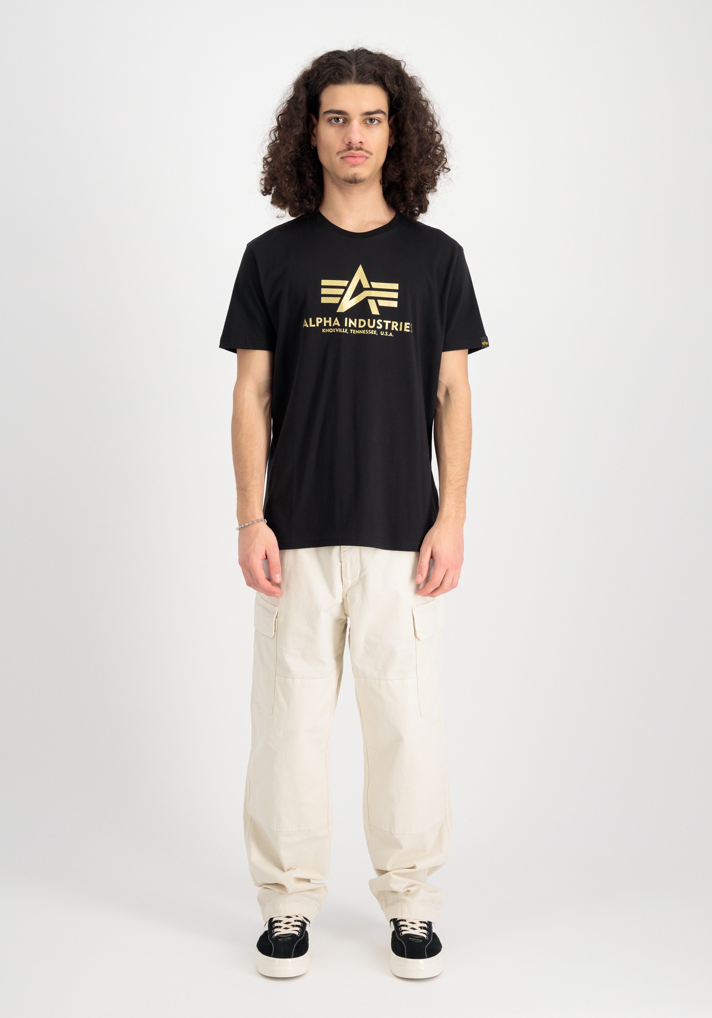 Alpha Industries Shirt met ronde hals Basic T Carbon