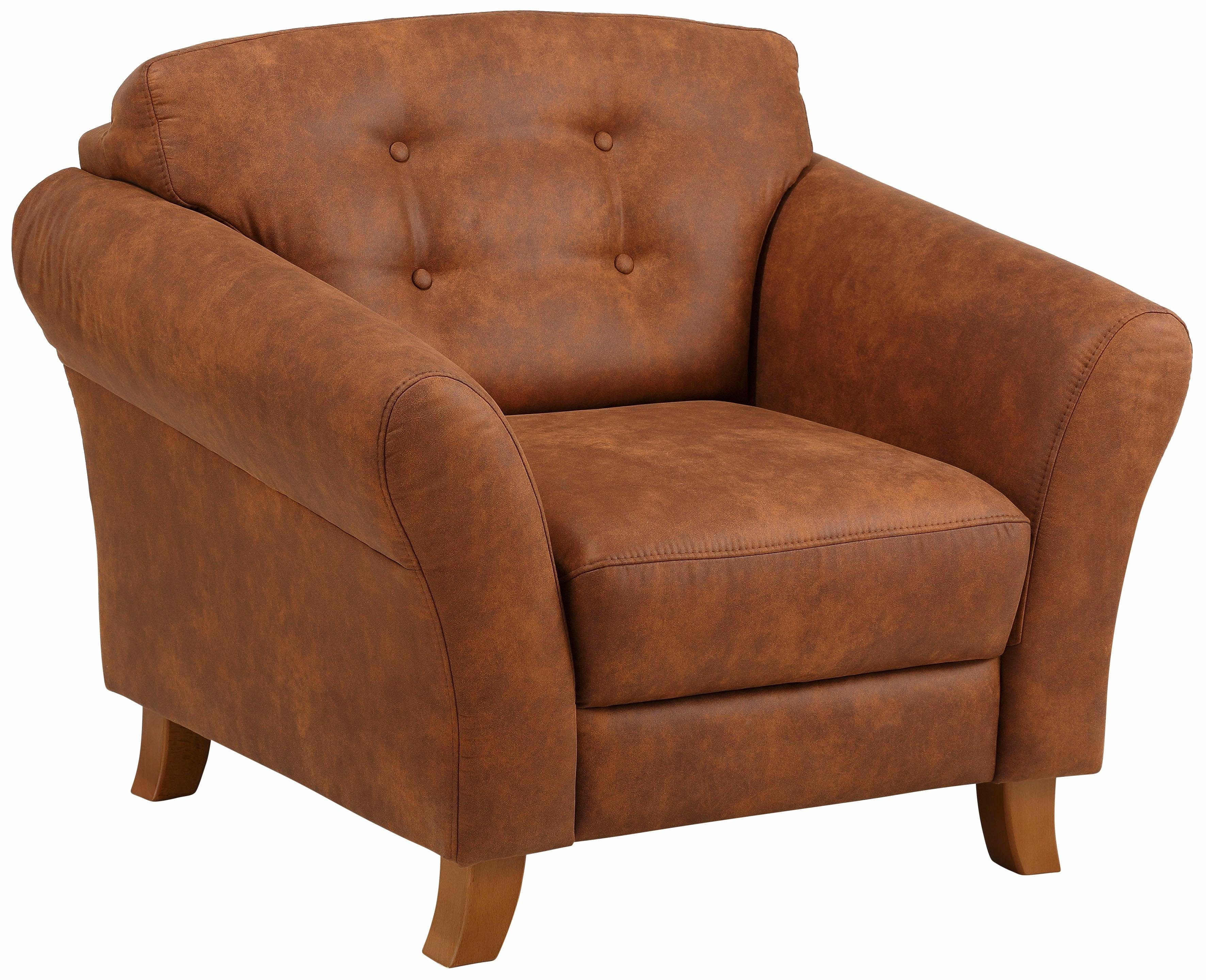 Home affaire Fauteuil Trondheim met binnenvering, capitonnage achter fauteuils maat Luxe-microvezel bruin